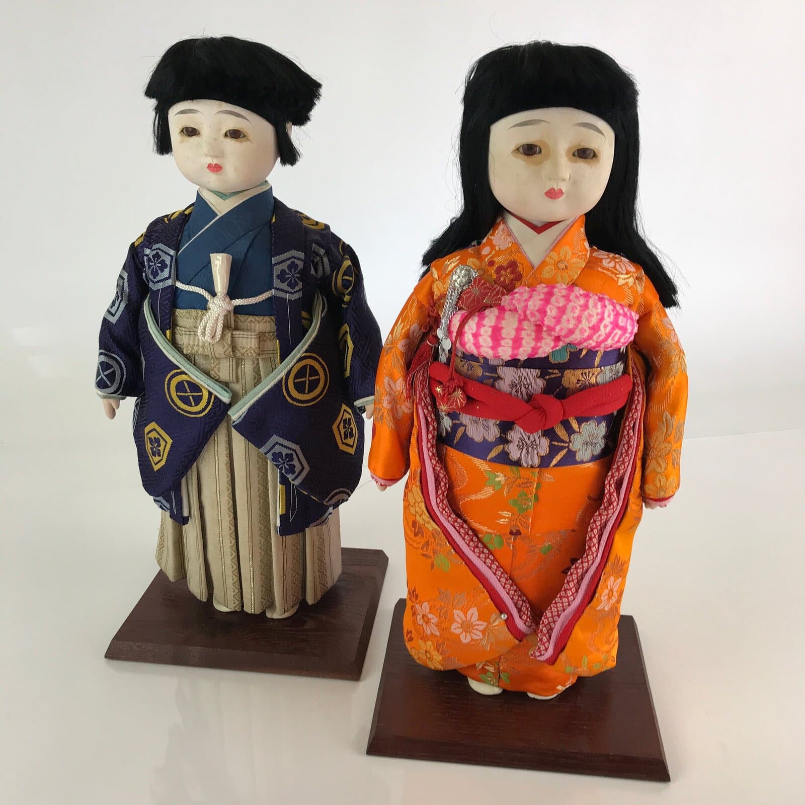 Japanese Yoshihama Ningyo Boy girl Hina Doll Festival Purple Kimono Obi PX649