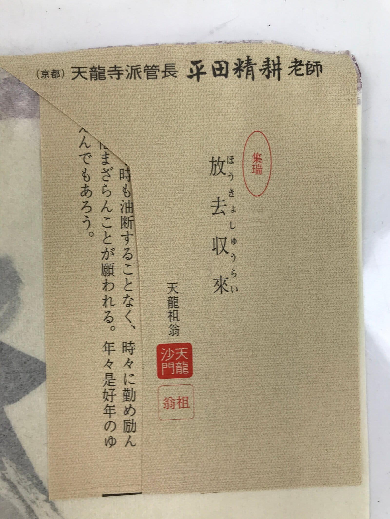 Japanese Zen Calligraphy Hirata Seiko Hokyo Shurai Chagake Kakejiku FL360