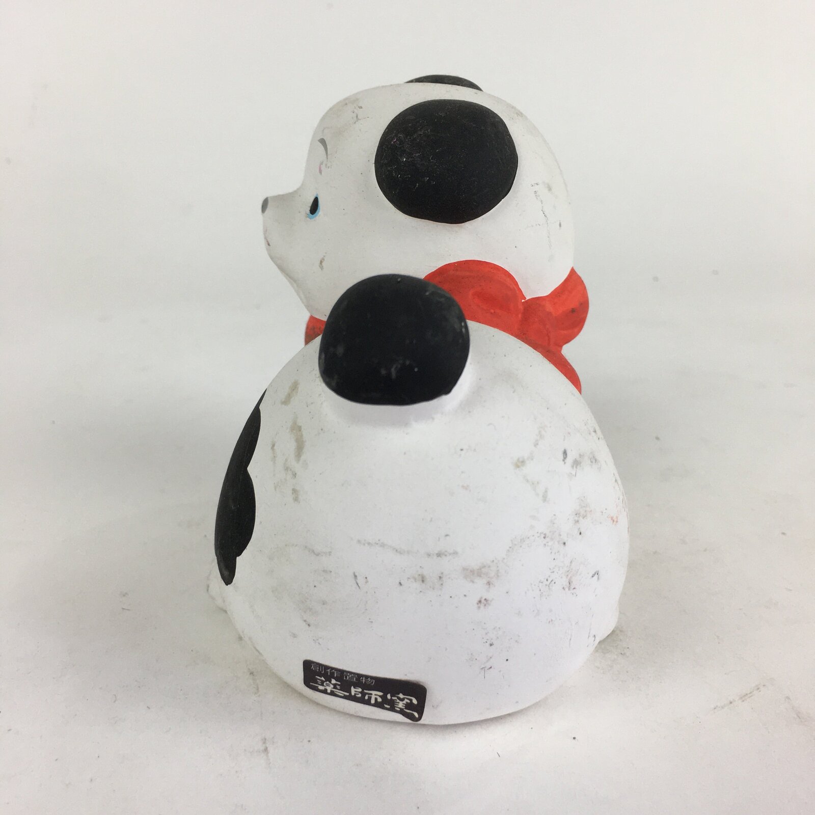 Japanese Zodiac Dog Statue Vtg Lucky Charm White Plaster Figurine BD790