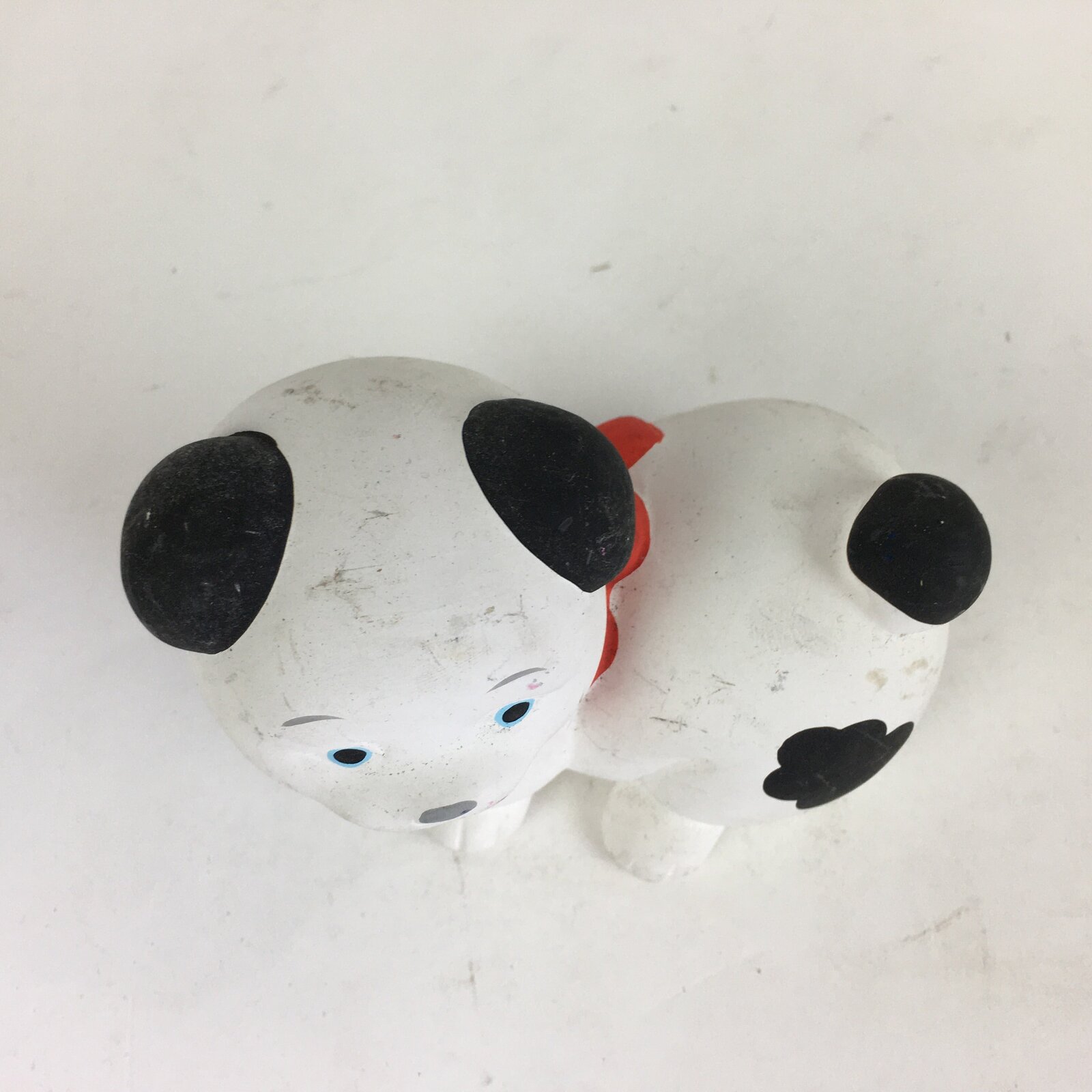 Japanese Zodiac Dog Statue Vtg Lucky Charm White Plaster Figurine BD790