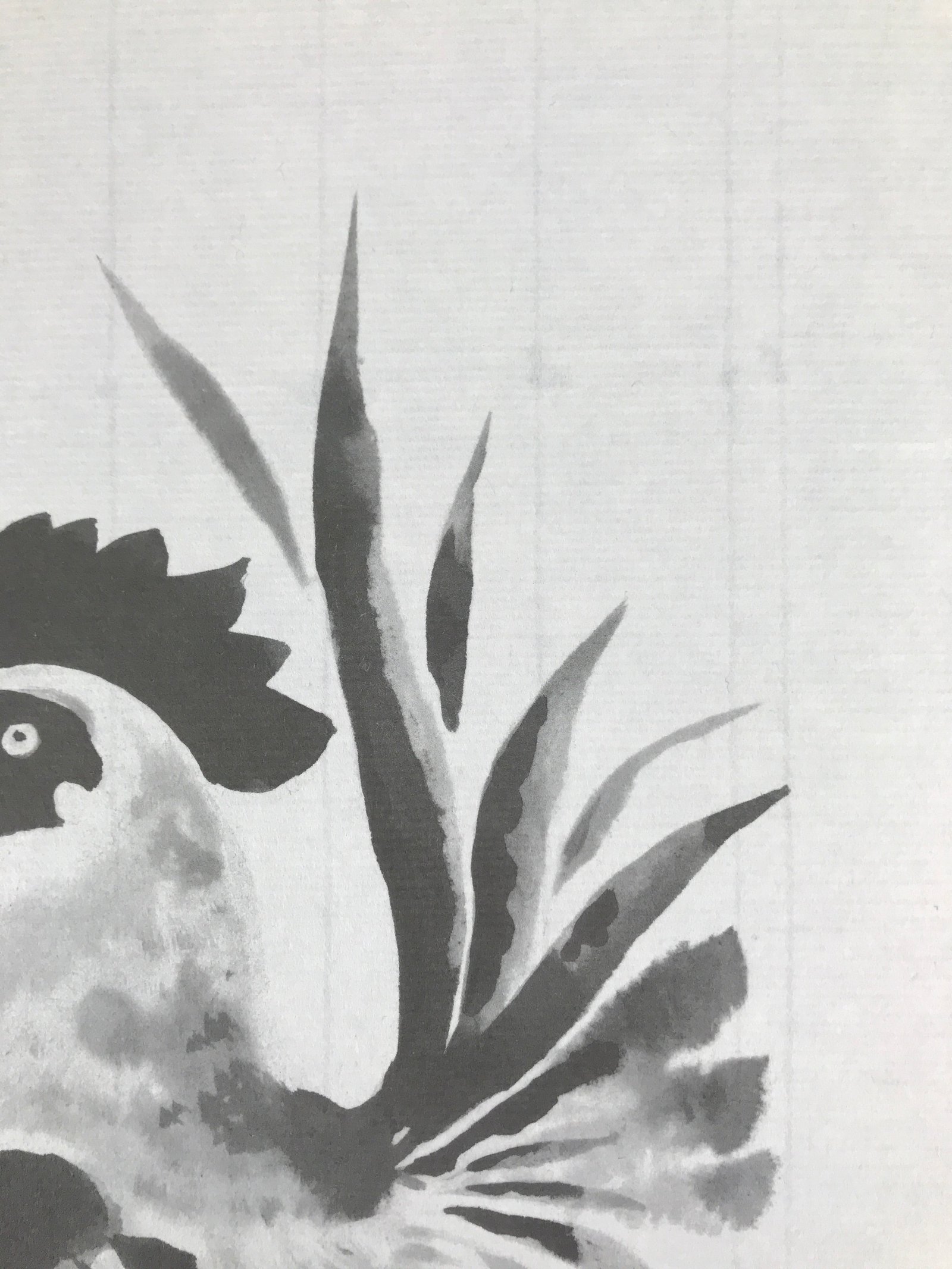 Japanese Zodiac Shikishi Art Board Painting Vtg Rooster Proverb Black Kanji A666