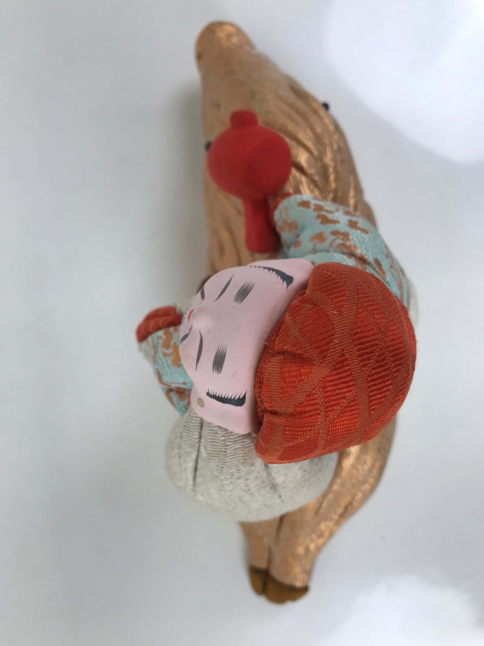 Japanese Zodiac Silk Fabric Boar Doll Vtg Kimekomi Ningyo Animal Daikokuten ST36