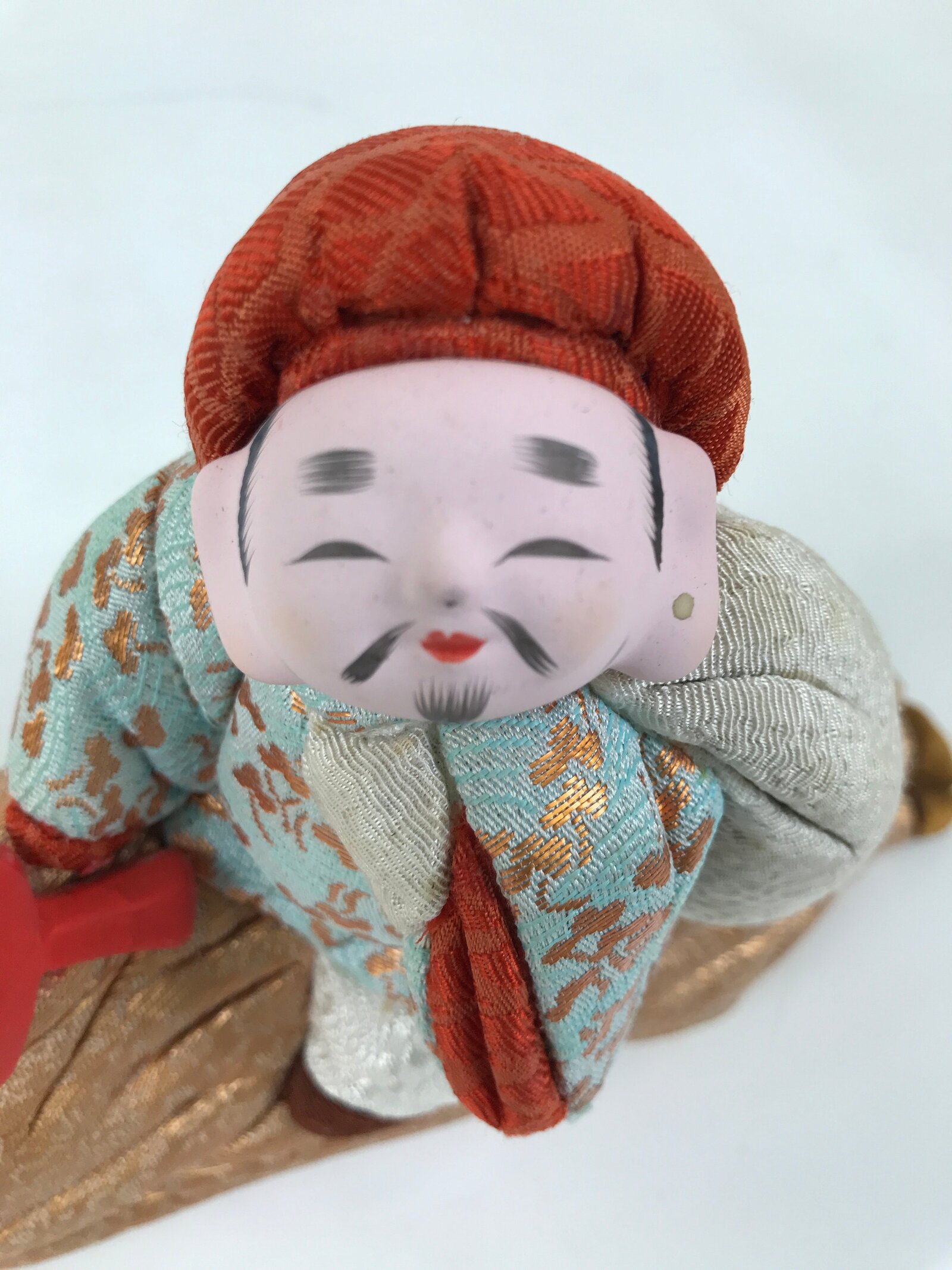 Japanese Zodiac Silk Fabric Boar Doll Vtg Kimekomi Ningyo Animal Daikokuten ST36