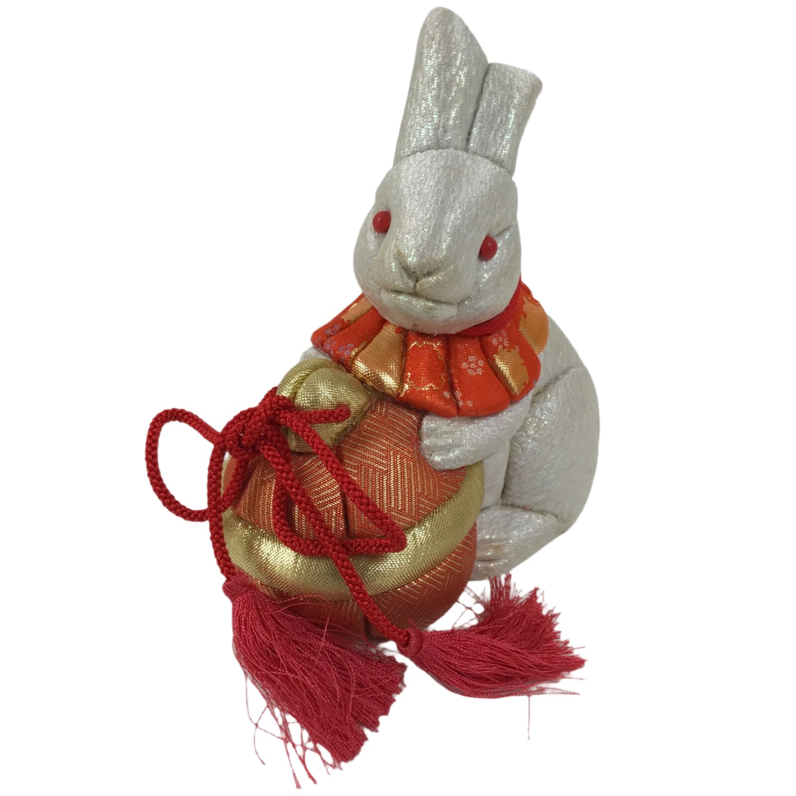 Japanese Zodiac Silk Fabric Rabbit Doll Vtg Kimekomi Ningyo Animal Usagi ST35