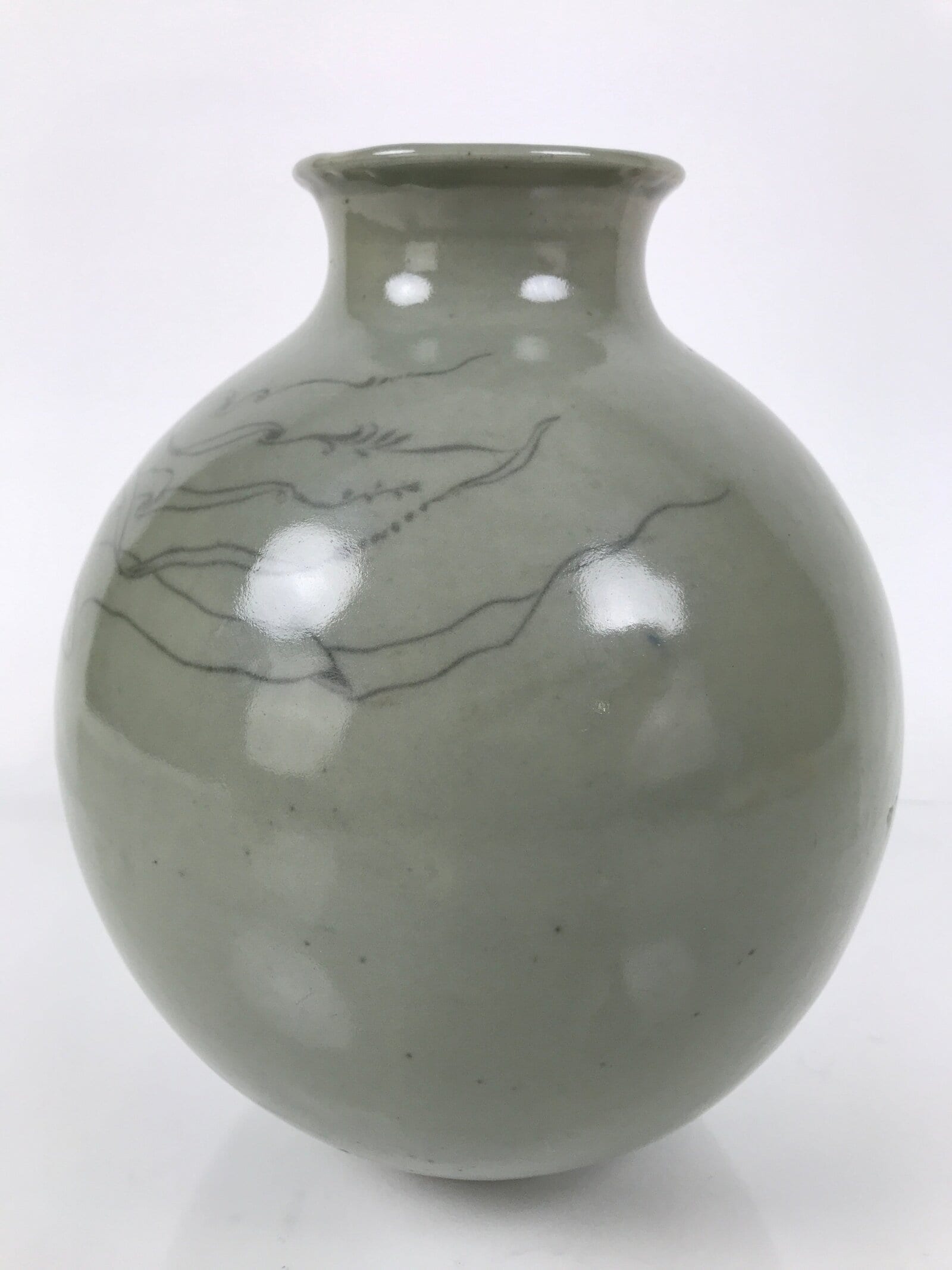 Korean Porcelain Flower Vase Ikebana Kabin Celadon Green Celastial Maiden FK210