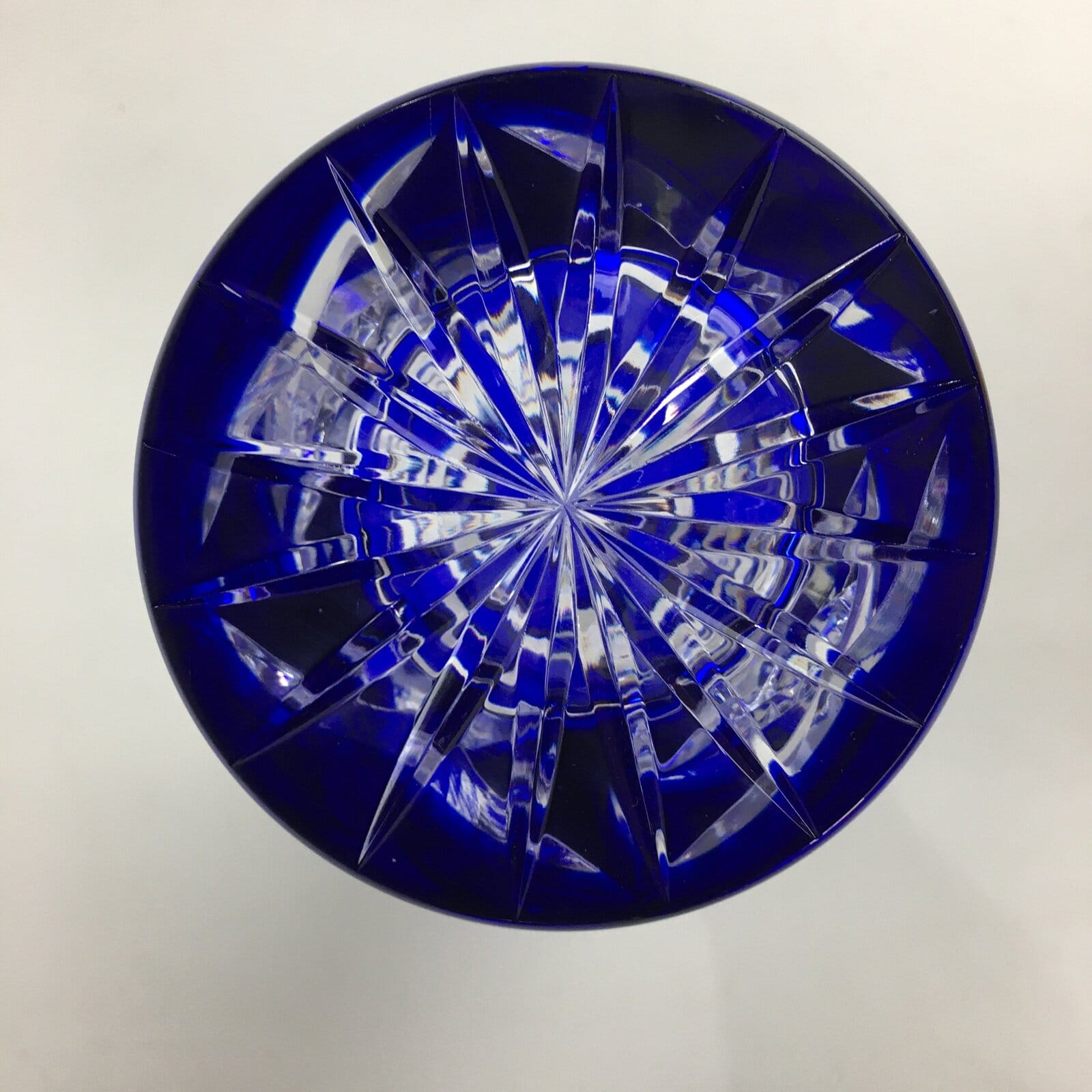 Polish Crystal Glass Flower Vase Kabin POLONIA Vtg Blue Kiriko Glass Ikebana FV9