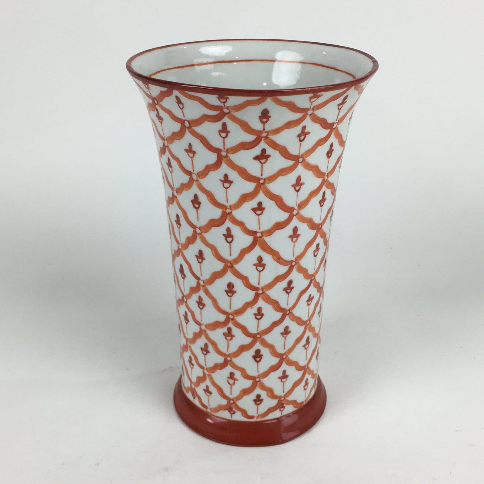 Thai Porcelain Flower Vase Vtg Kabin Hand-painted Oribe Ikebana Arrangement FV94