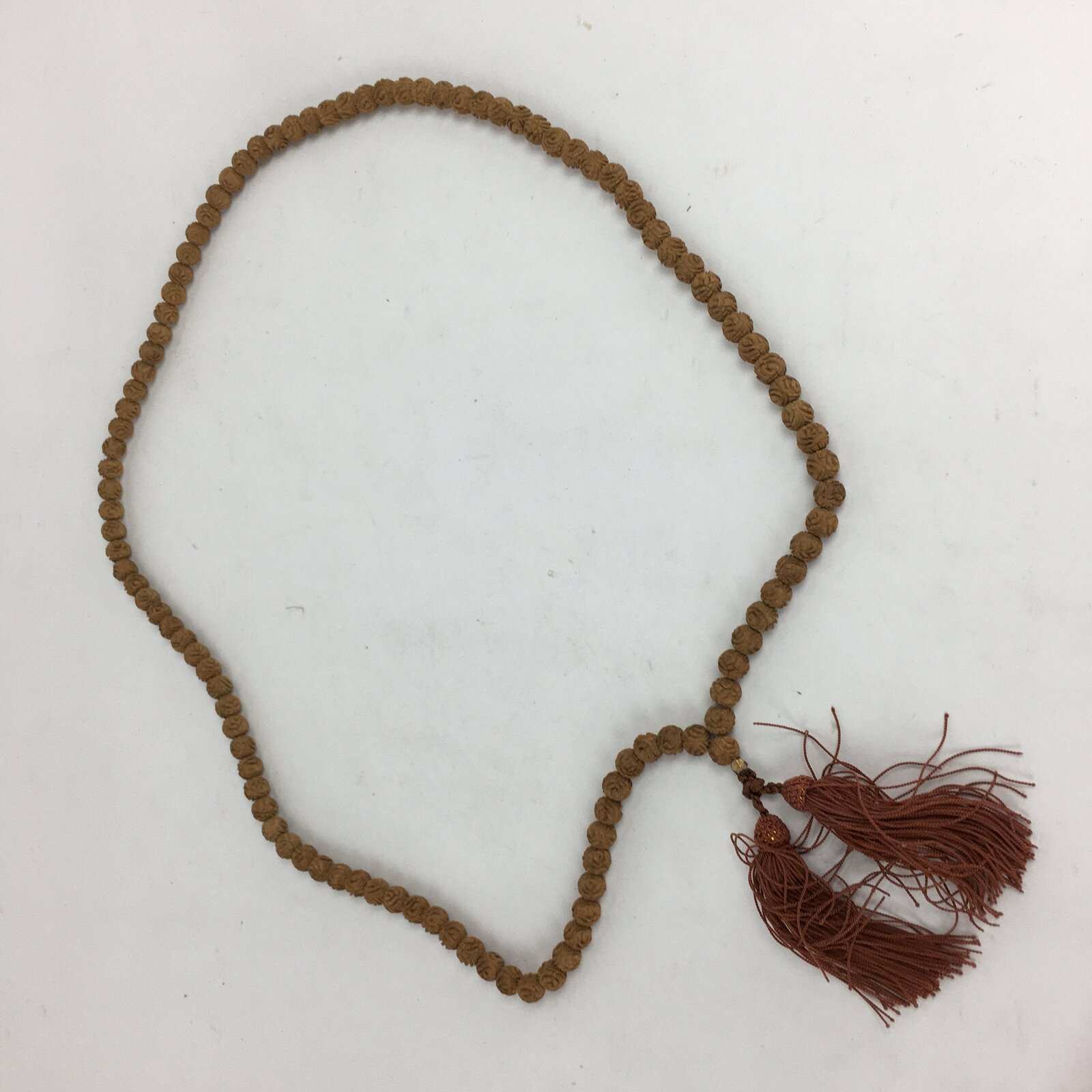 Tibetan Buddhism Wood Carving Prayer Beads Vtg Brown Juzu Japamala Style JZ71