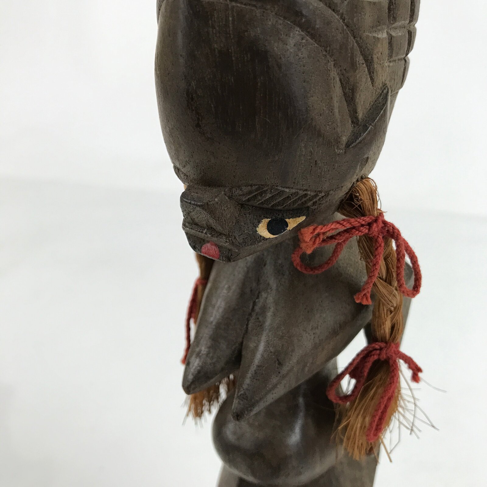 Vintage African Handcarved Wood Woman Statue Souvenir Figurine Decor Brown BD988