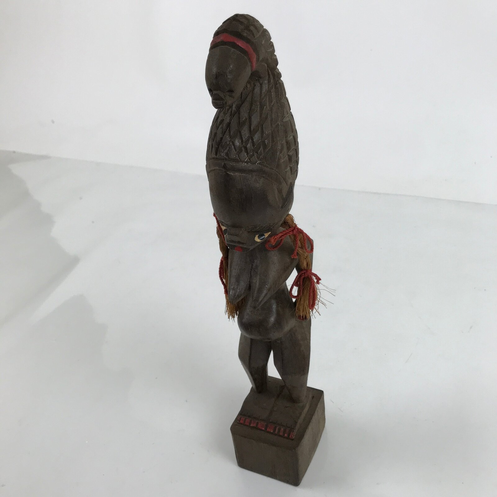 Vintage African Handcarved Wood Woman Statue Souvenir Figurine Decor Brown BD988