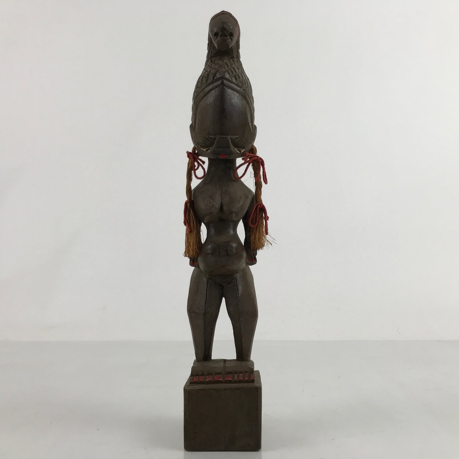 Vintage African Handcarved Wood Woman Statue Souvenir Figurine Decor Brown BD988