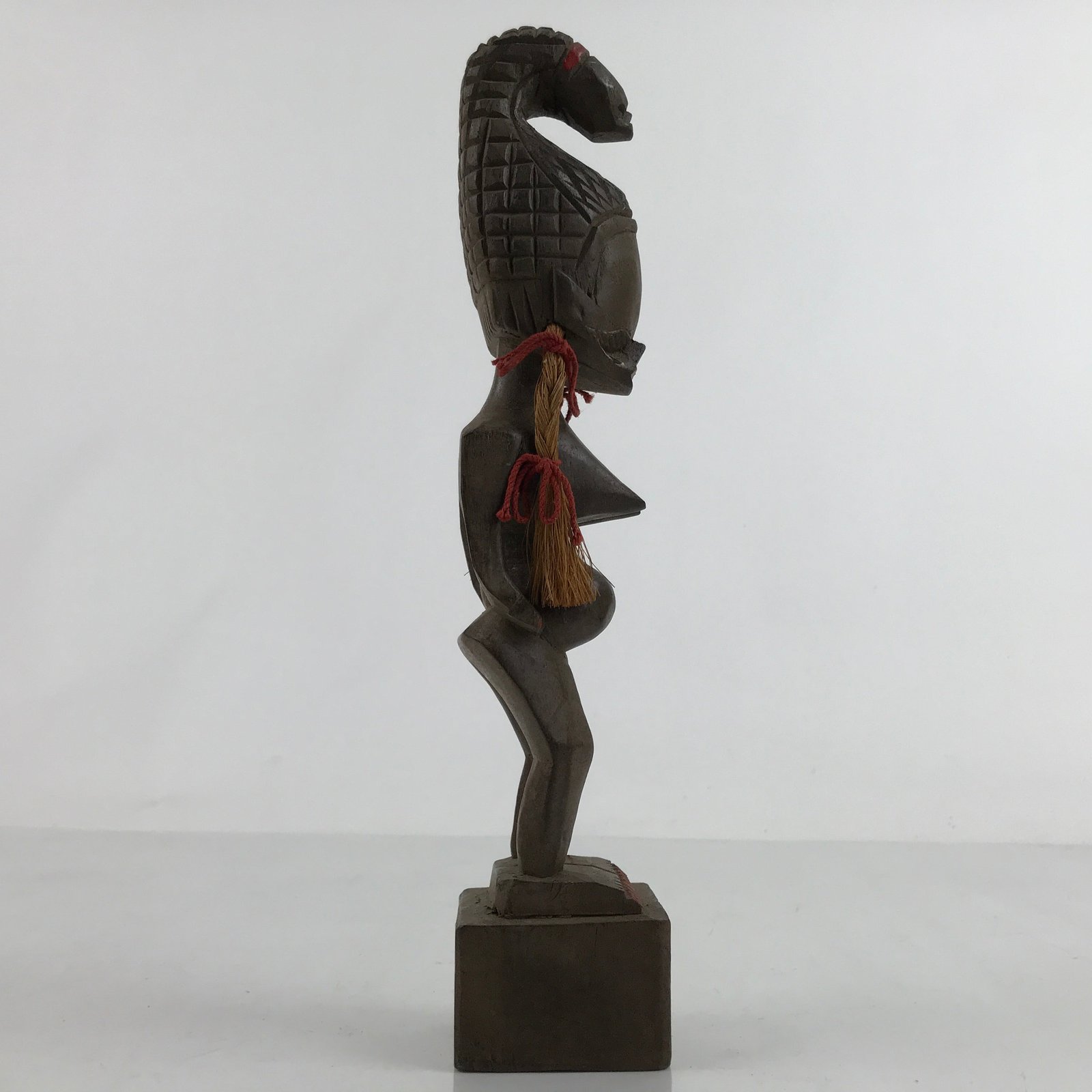 Vintage African Handcarved Wood Woman Statue Souvenir Figurine Decor Brown BD988