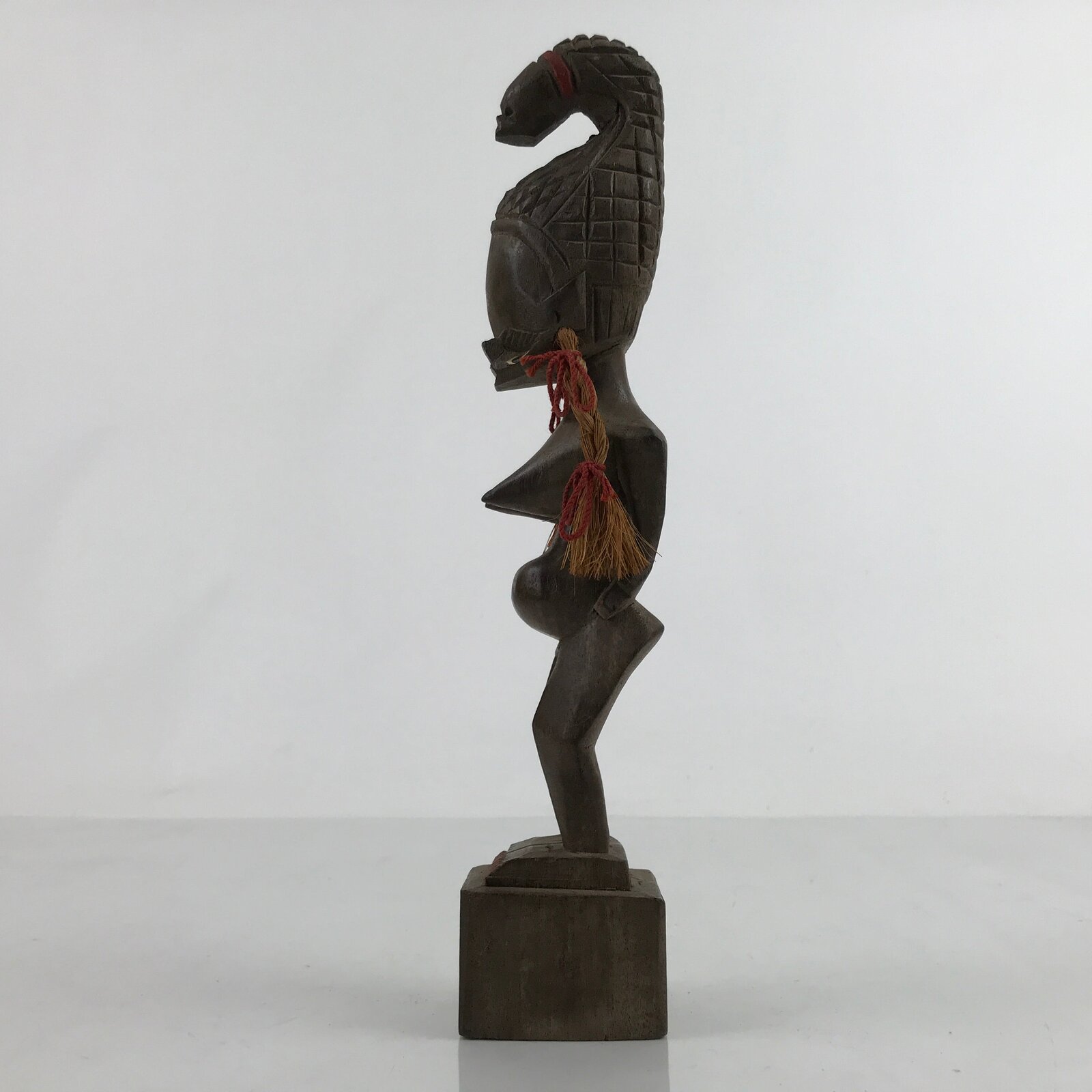 Vintage African Handcarved Wood Woman Statue Souvenir Figurine Decor Brown BD988