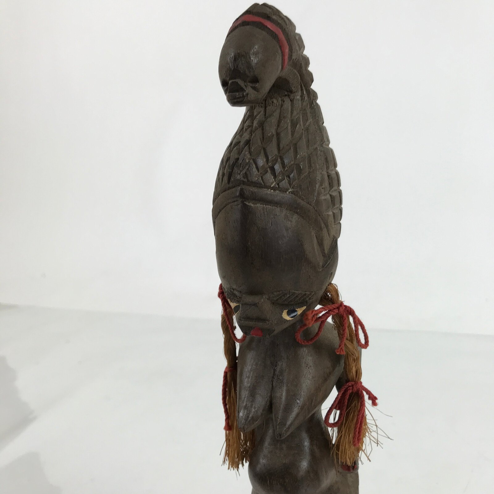 Vintage African Handcarved Wood Woman Statue Souvenir Figurine Decor Brown BD988