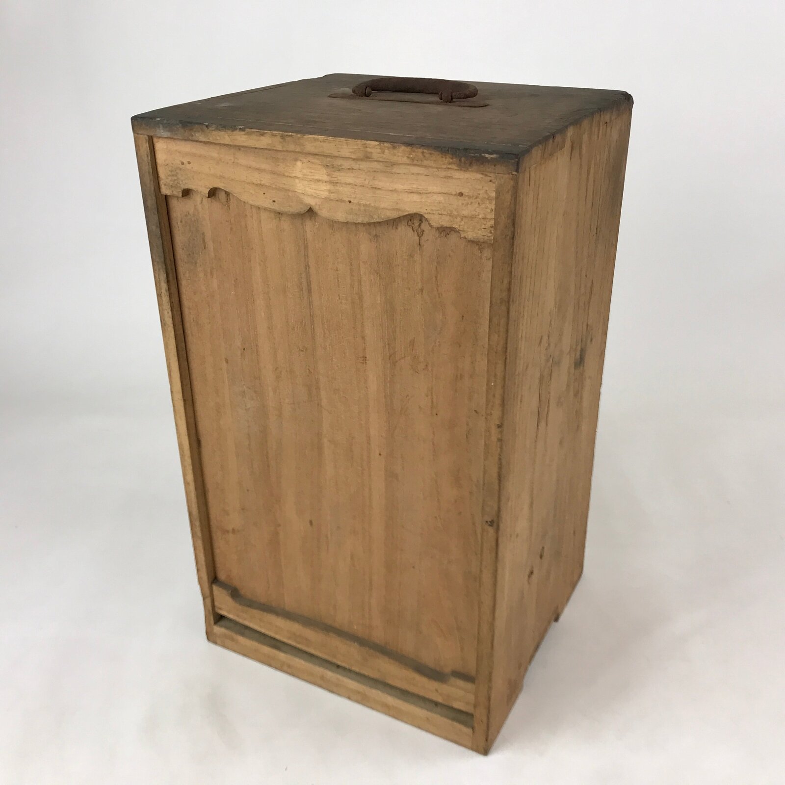 Vintage Japanese Wooden Lidded Flower Vase Storage Box Inside 20x22x37cm X65