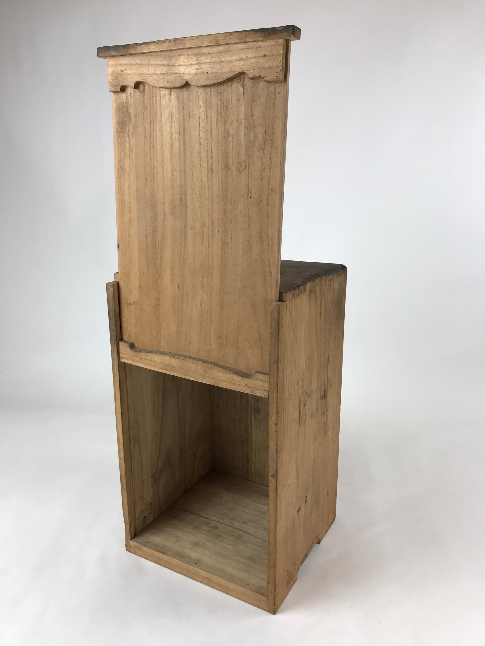 Vintage Japanese Wooden Lidded Flower Vase Storage Box Inside 20x22x37cm X65