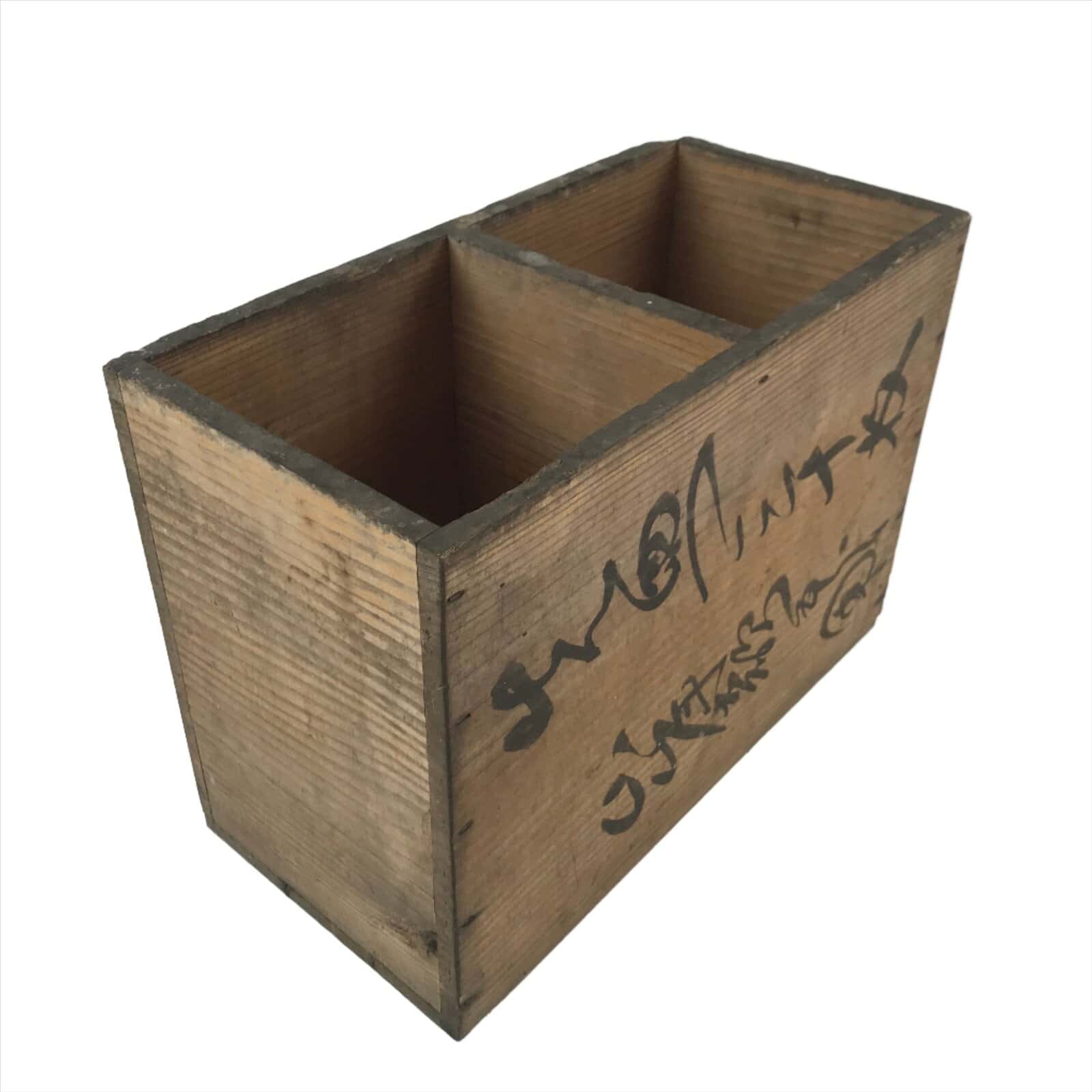 Vintage Japanese Wooden Pottery Plate Storage Box Inside 32.5x15x24cm Brown X118