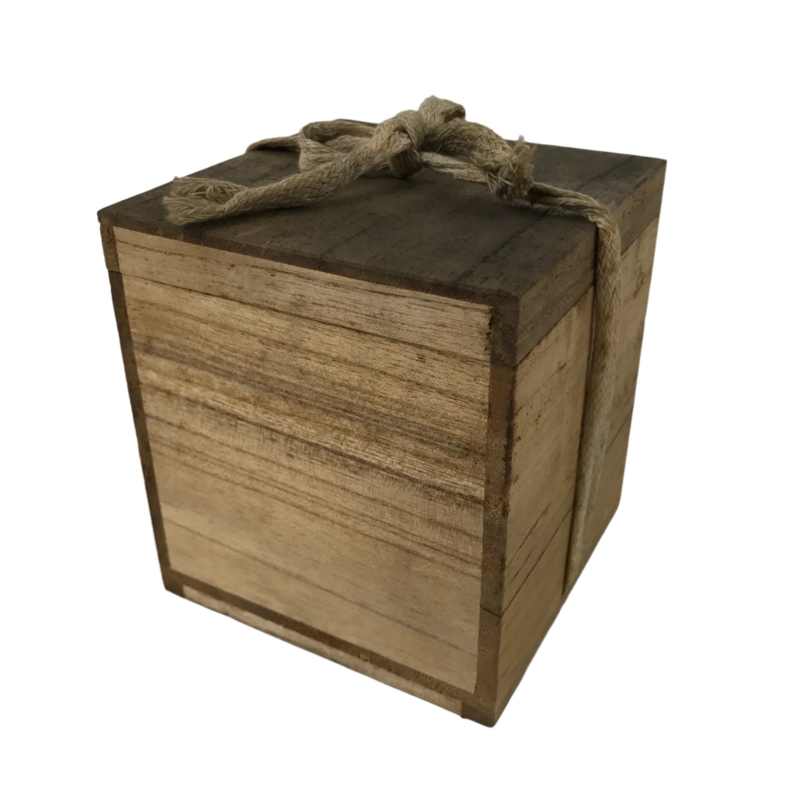 Vintage Japanese Wooden Pottery Storage Box Inside 9.6x9.6x9cm Brown X140