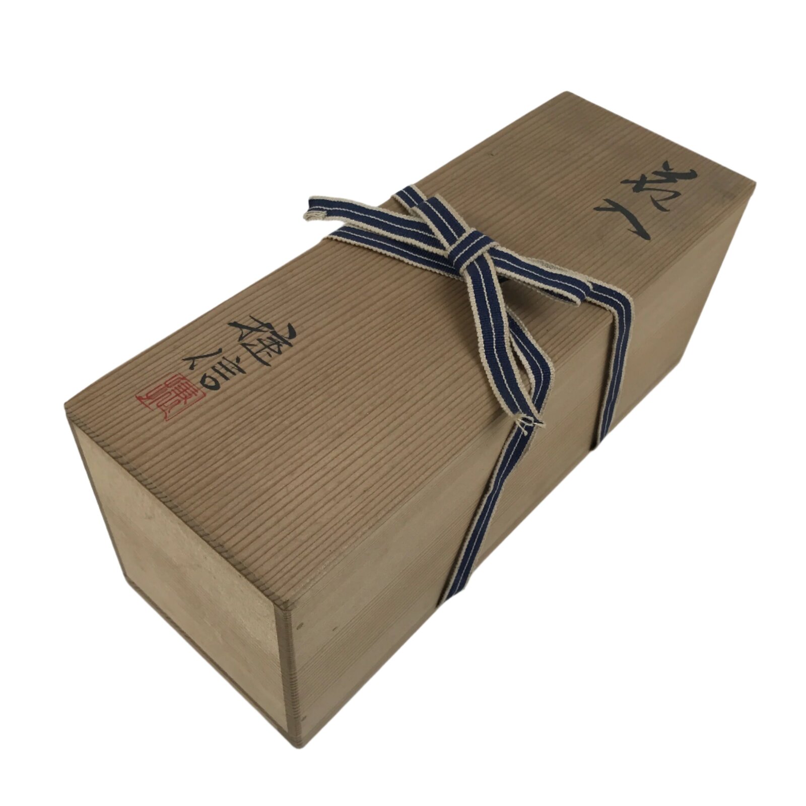 Vtg Japanese Wooden Lidded Pottery Storage Box Inside 31x10.7x11cm Brown X166