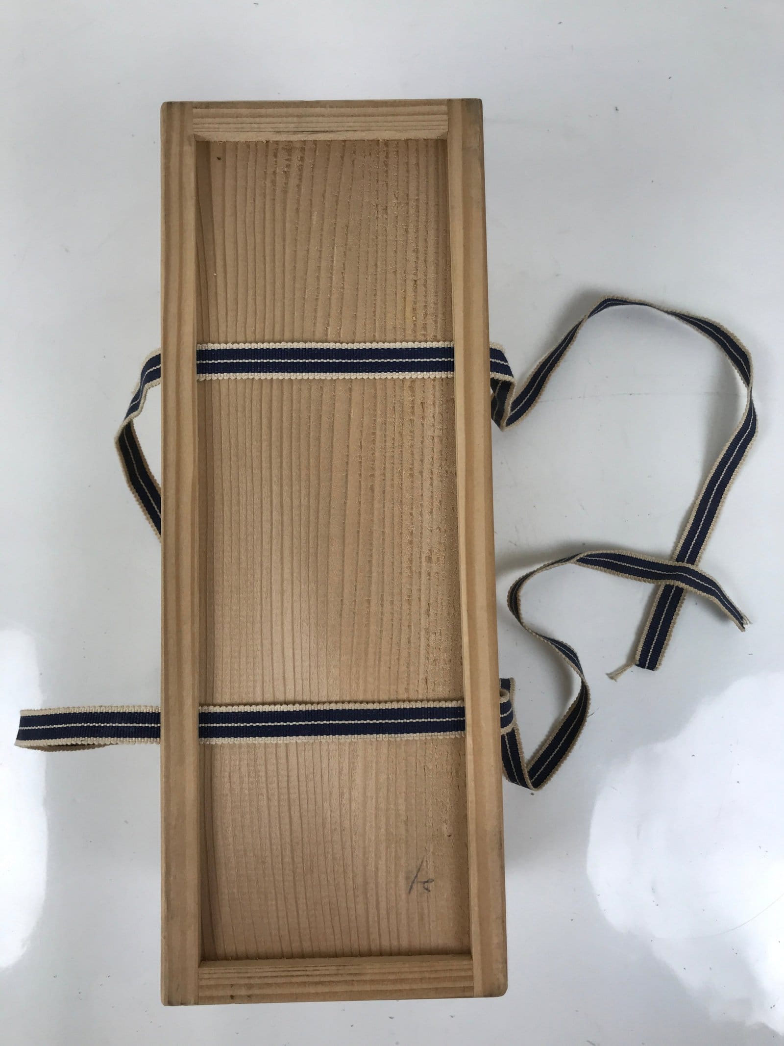 Vtg Japanese Wooden Lidded Pottery Storage Box Inside 31x10.7x11cm Brown X166