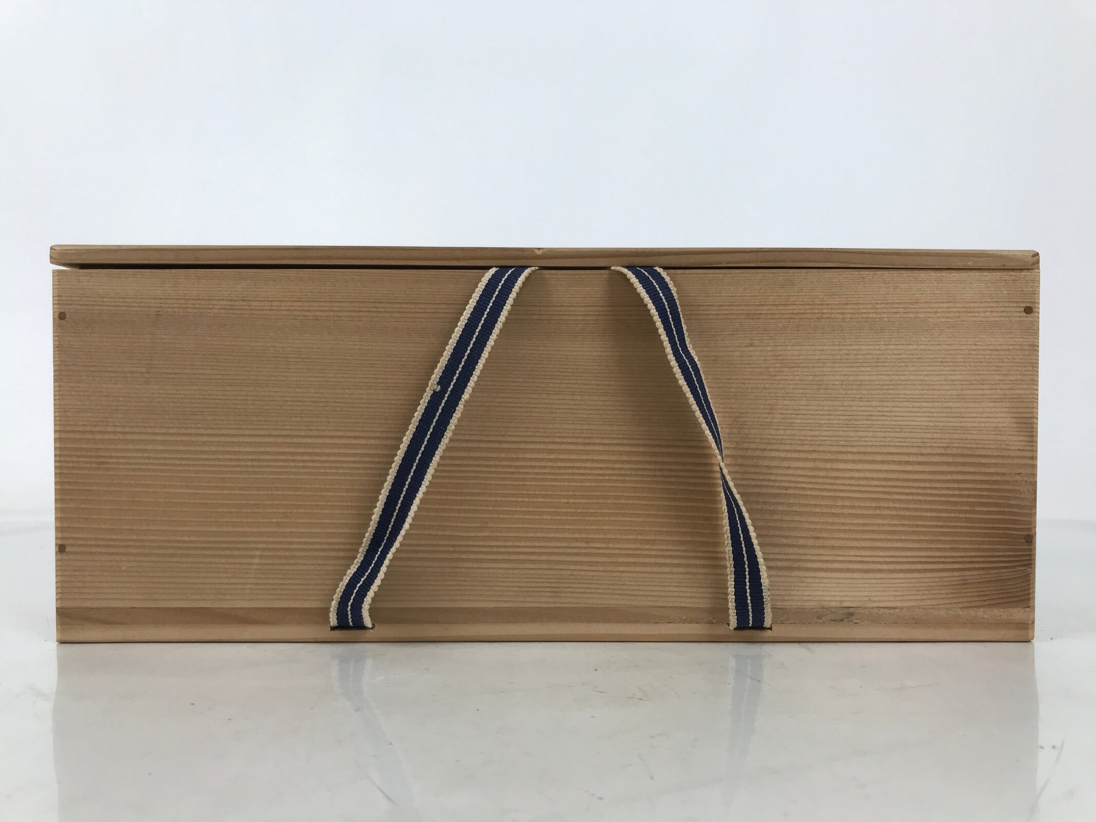 Vtg Japanese Wooden Lidded Pottery Storage Box Inside 31x10.7x11cm Brown X166