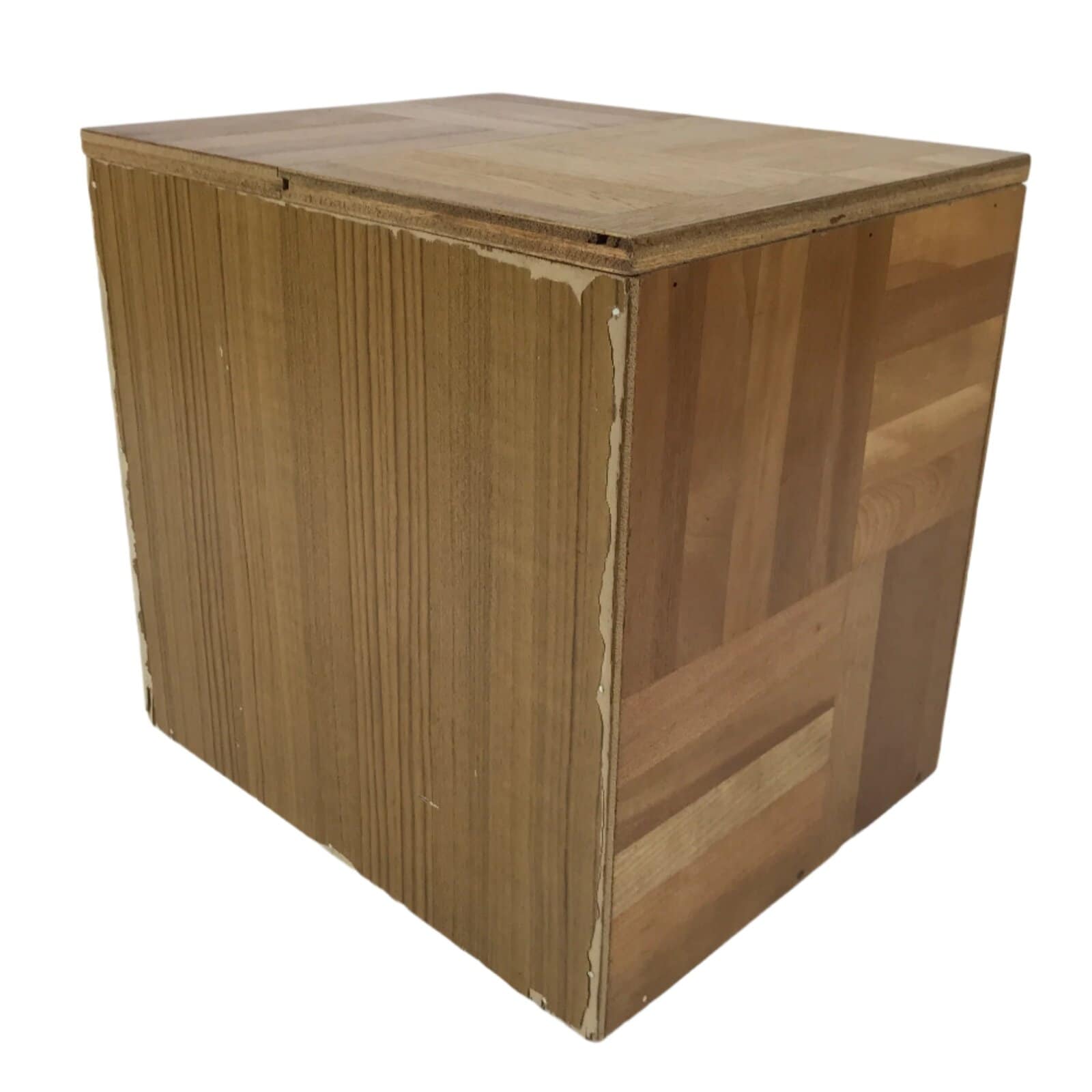 Vtg Japanese Wooden Lidded Storage Box Inside 30.3x26.1x29.1cm Brown X146