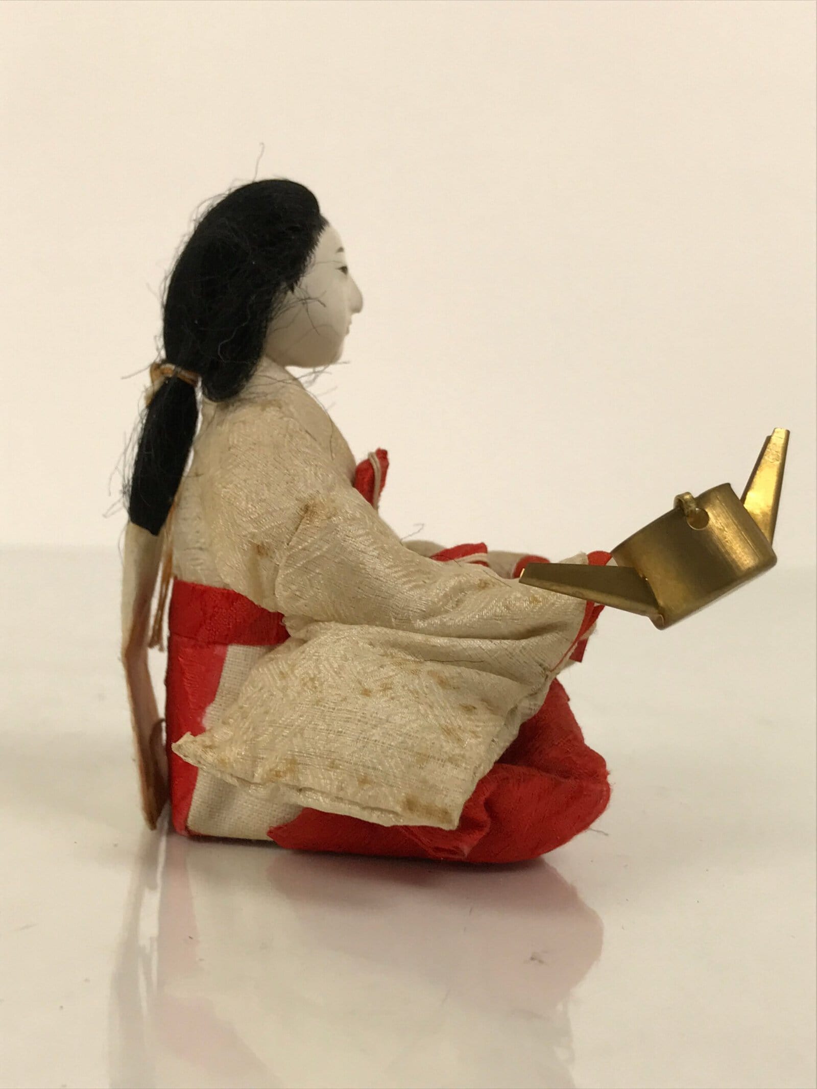 Antique Japanese Hina Doll Ningyo Court Lady Girls Day Ohinasama Silk Wood ID672