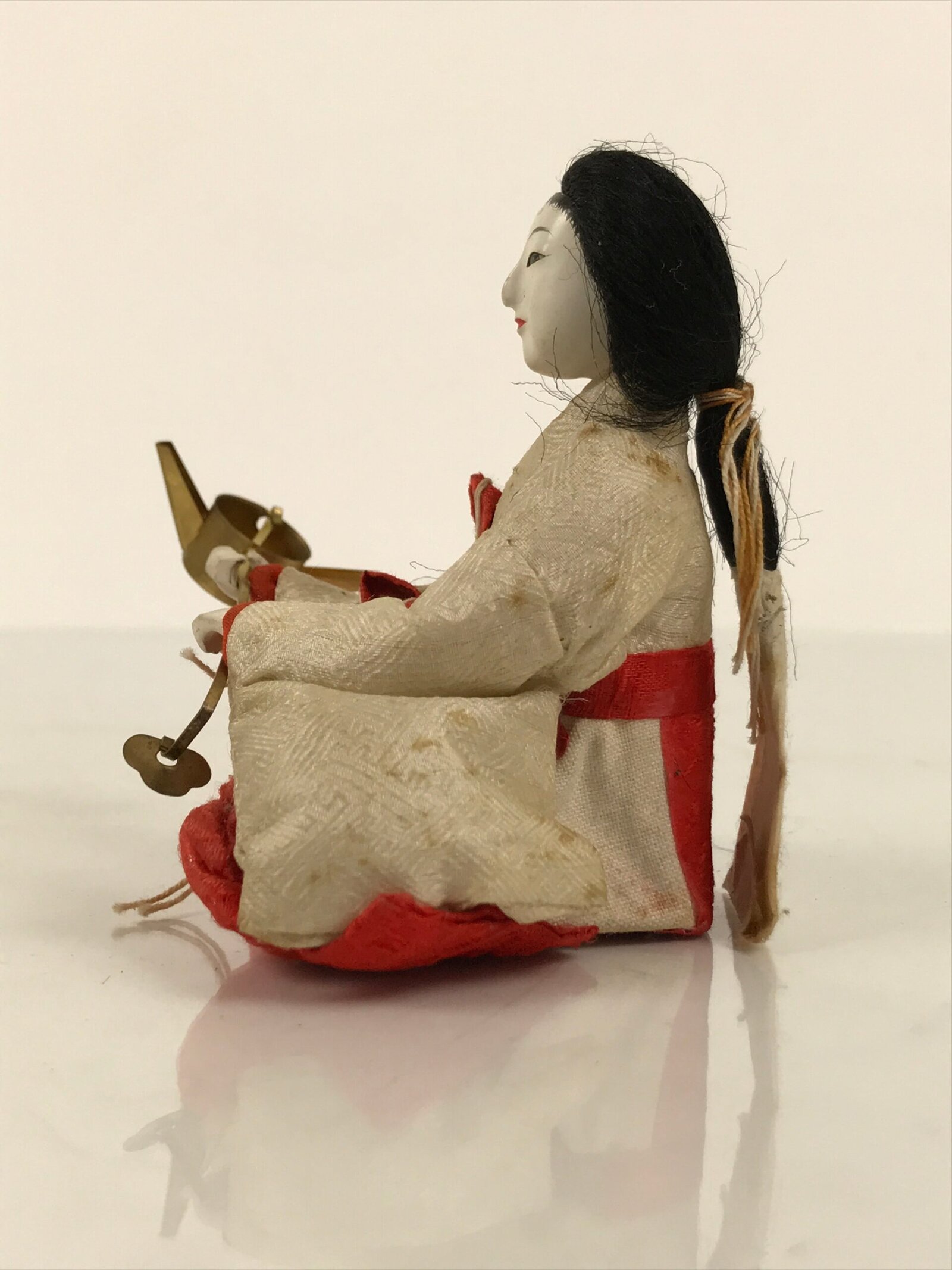 Antique Japanese Hina Doll Ningyo Court Lady Girls Day Ohinasama Silk Wood ID672