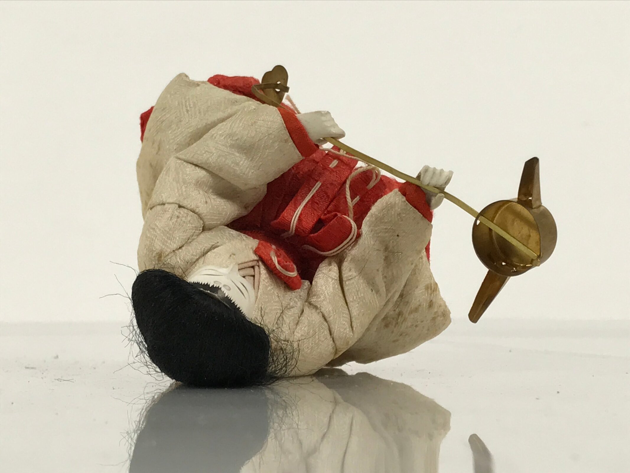 Antique Japanese Hina Doll Ningyo Court Lady Girls Day Ohinasama Silk Wood ID672