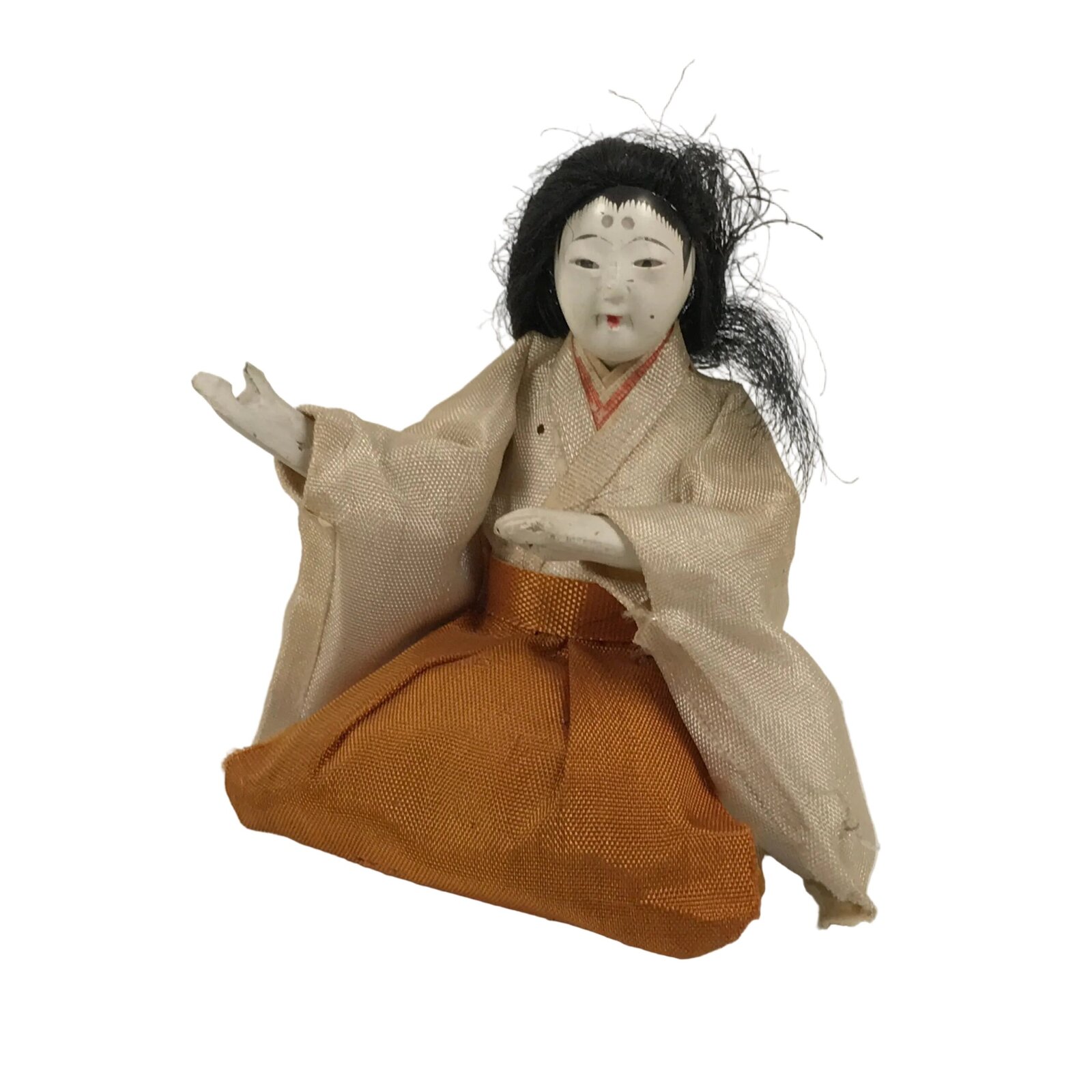 Antique Japanese Hina Doll Ningyo Court Lady Girls Day Ohinasama Silk Wood ID673