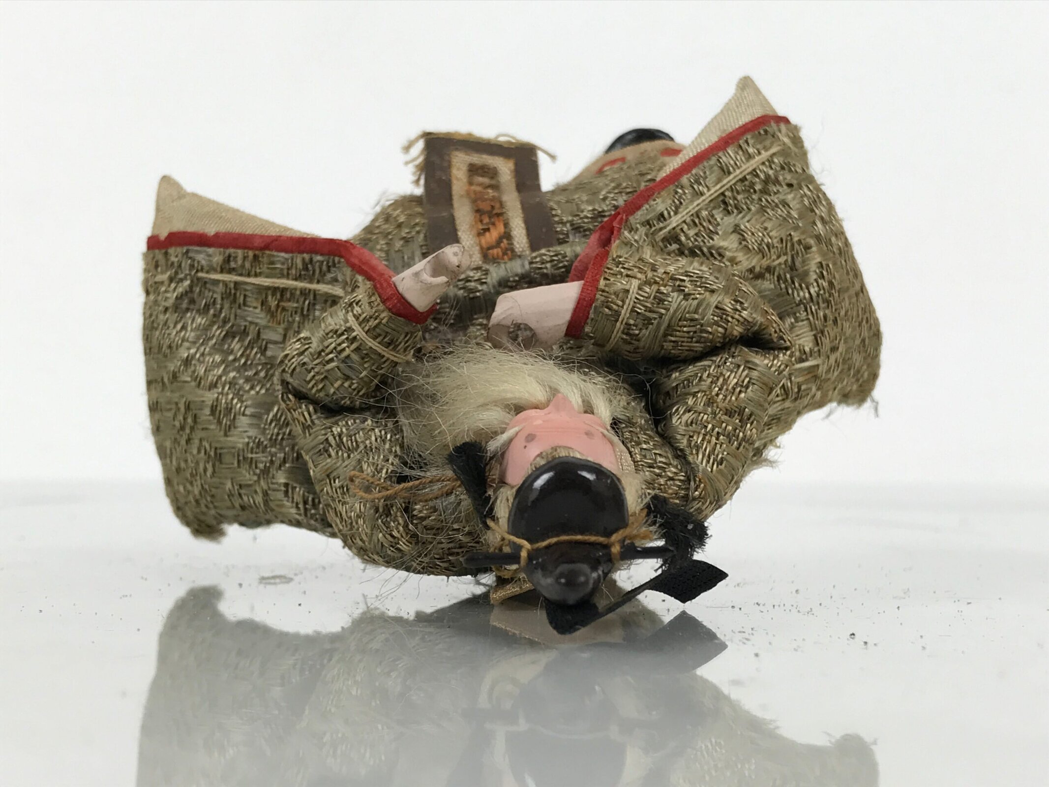 Antique Japanese Hina Doll Ningyo Old Guard Girls Day Ohinasama Silk Wood ID667