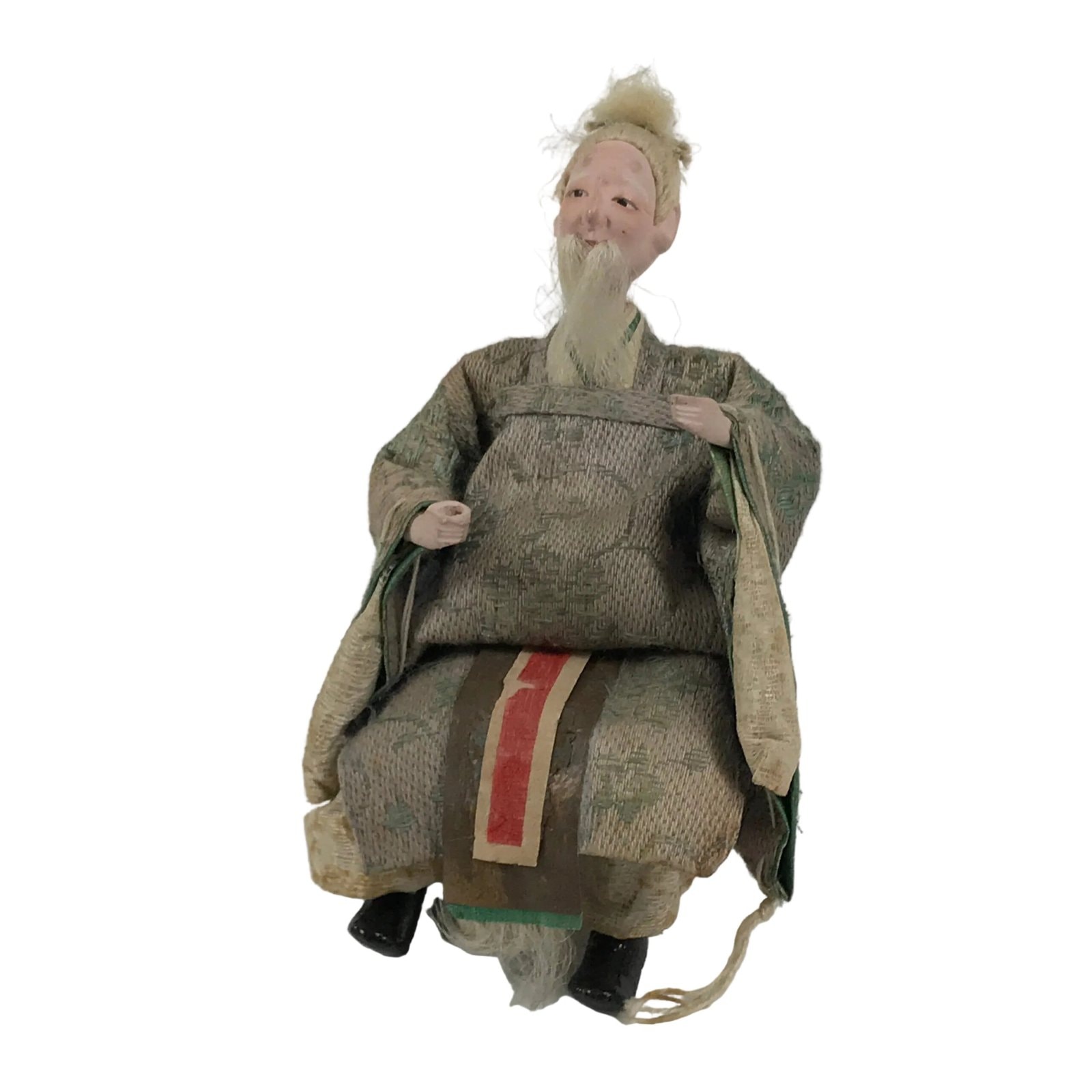 Antique Japanese Hina Doll Ningyo Old Guard Girls Day Ohinasama Silk Wood ID670