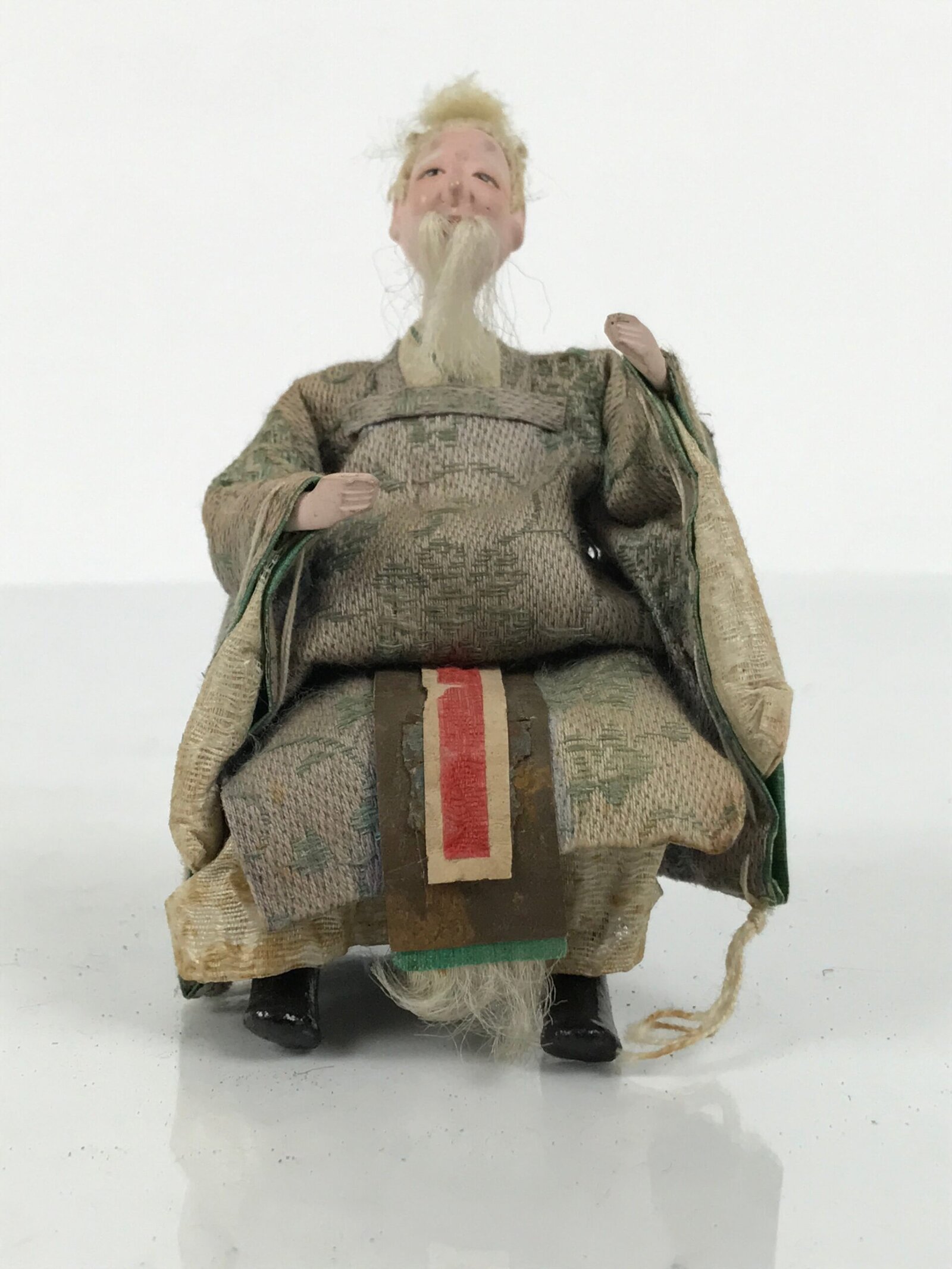 Antique Japanese Hina Doll Ningyo Old Guard Girls Day Ohinasama Silk Wood ID670