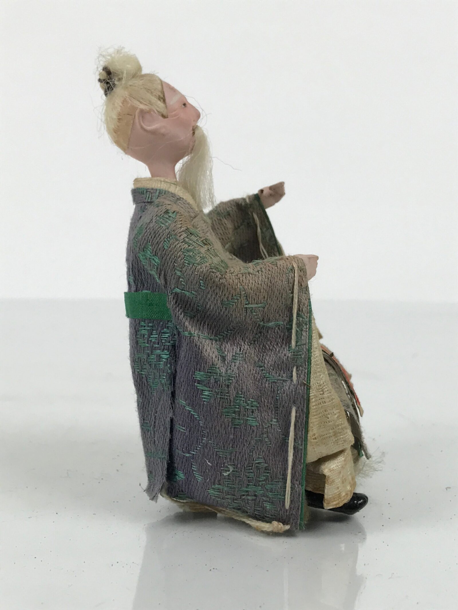 Antique Japanese Hina Doll Ningyo Old Guard Girls Day Ohinasama Silk Wood ID670