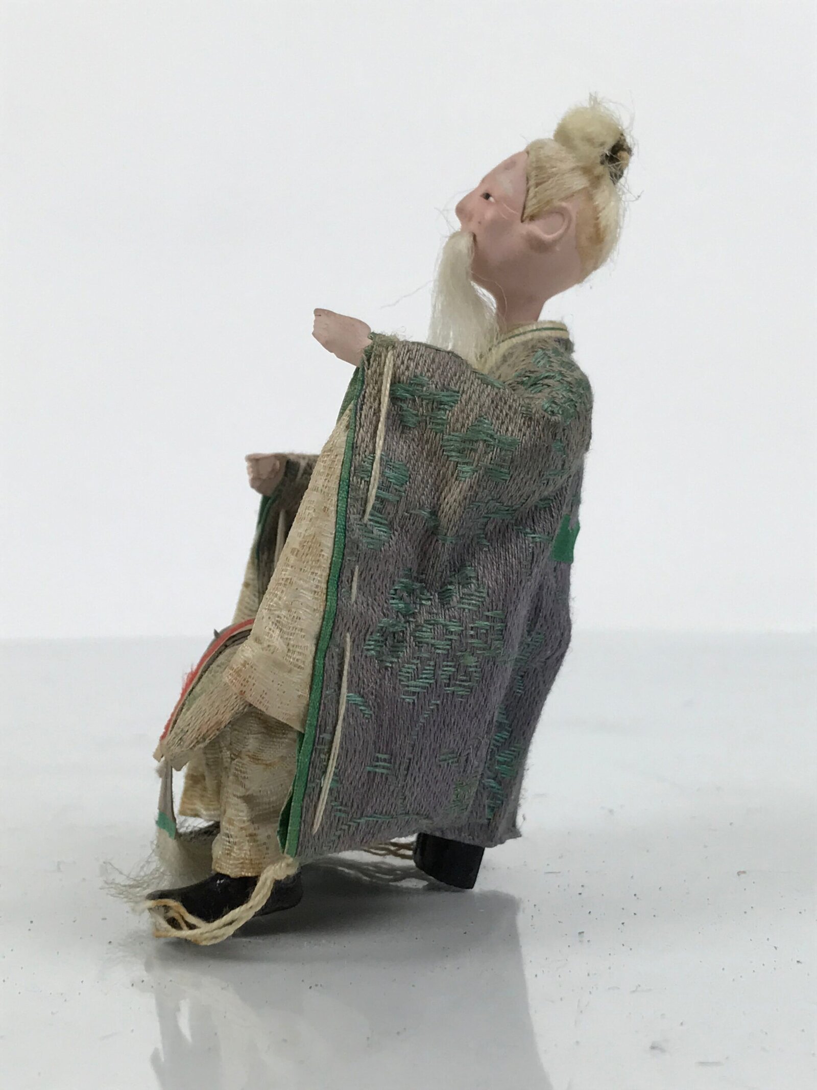 Antique Japanese Hina Doll Ningyo Old Guard Girls Day Ohinasama Silk Wood ID670