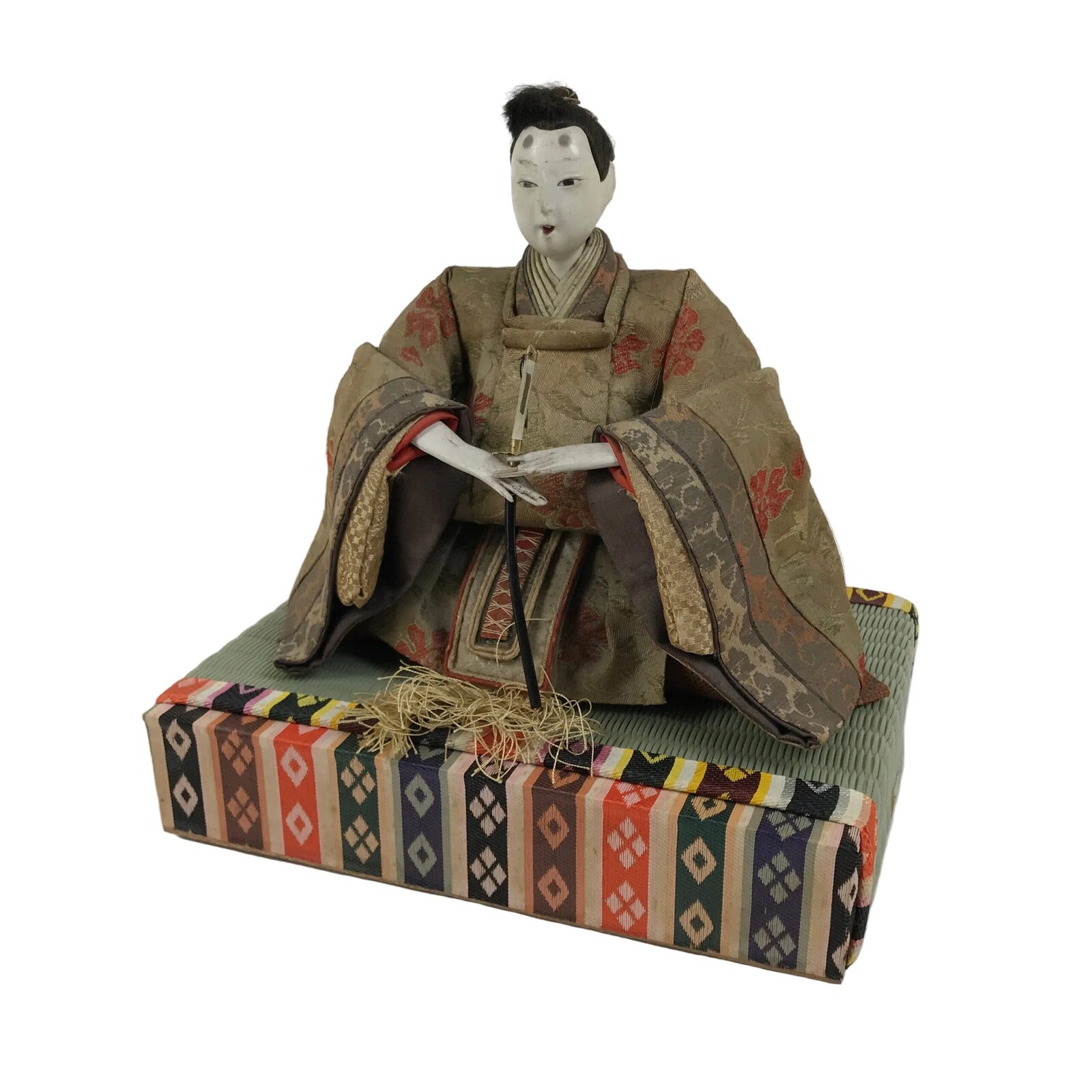 Antique Japanese Hina Doll Ningyo Prince Girl's Day Ohinasama Silk Wood ID661
