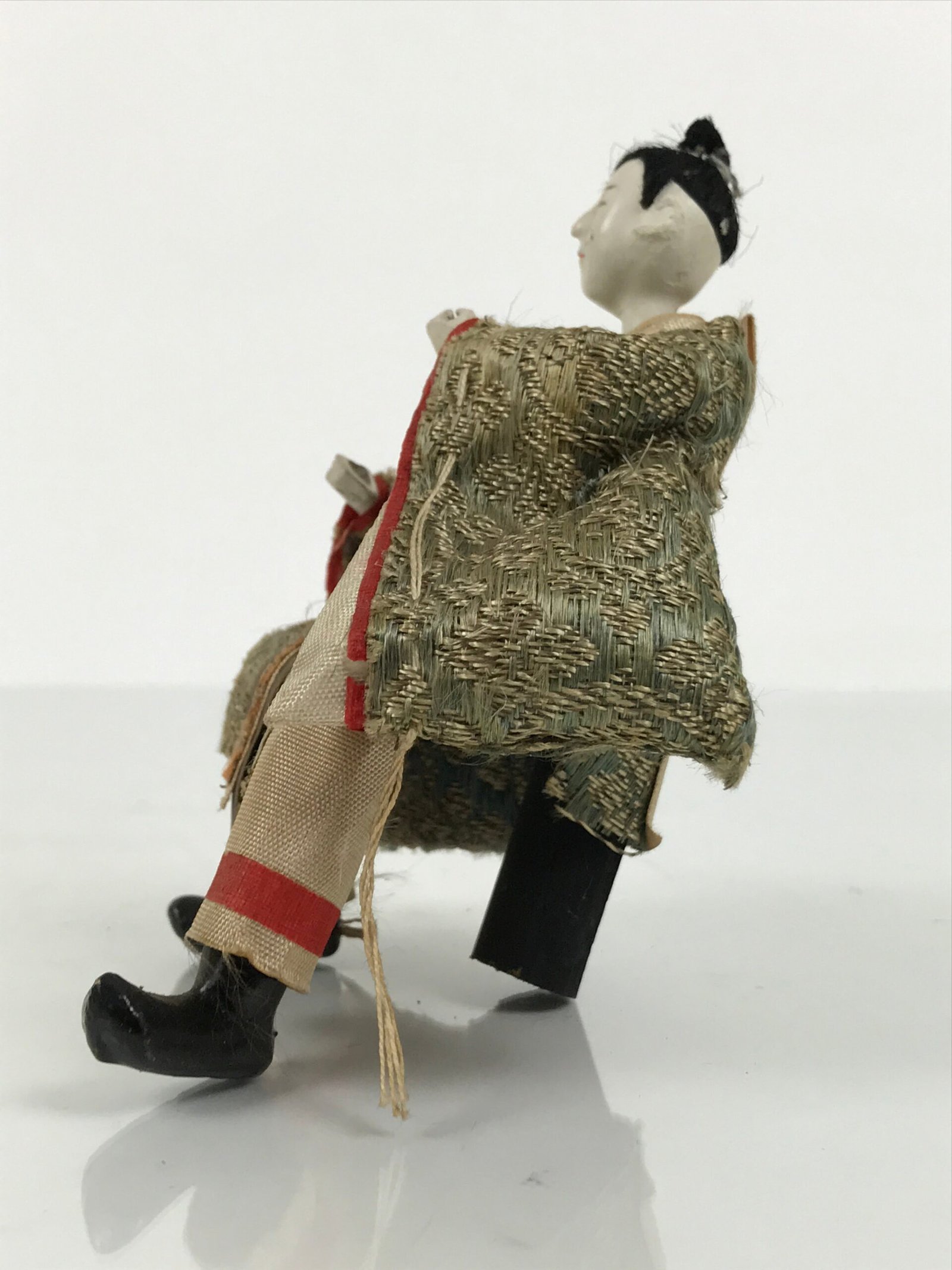 Antique Japanese Hina Doll Ningyo Young Guard Girls Day Ohinasama Silk ID668