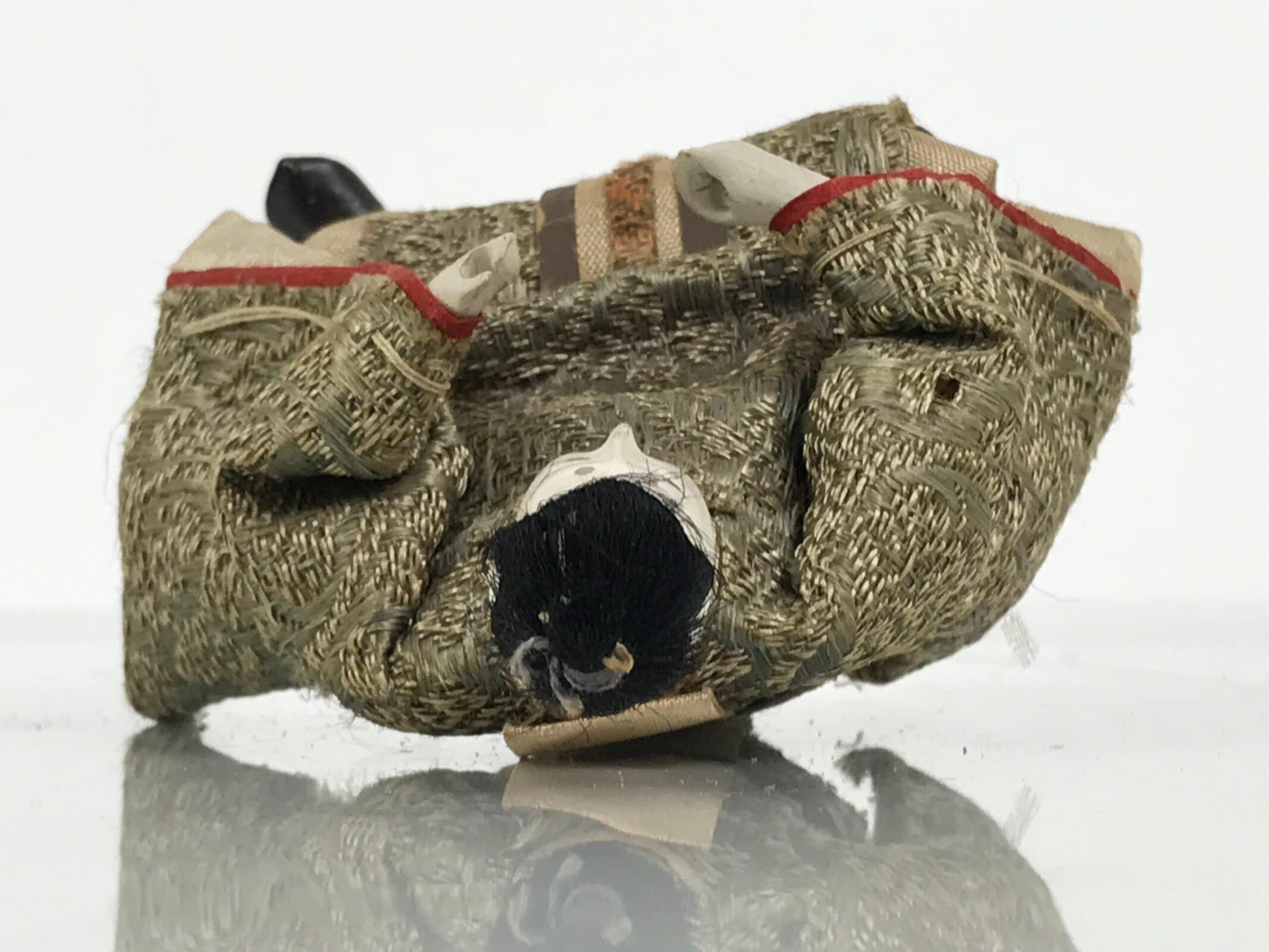 Antique Japanese Hina Doll Ningyo Young Guard Girls Day Ohinasama Silk ID668