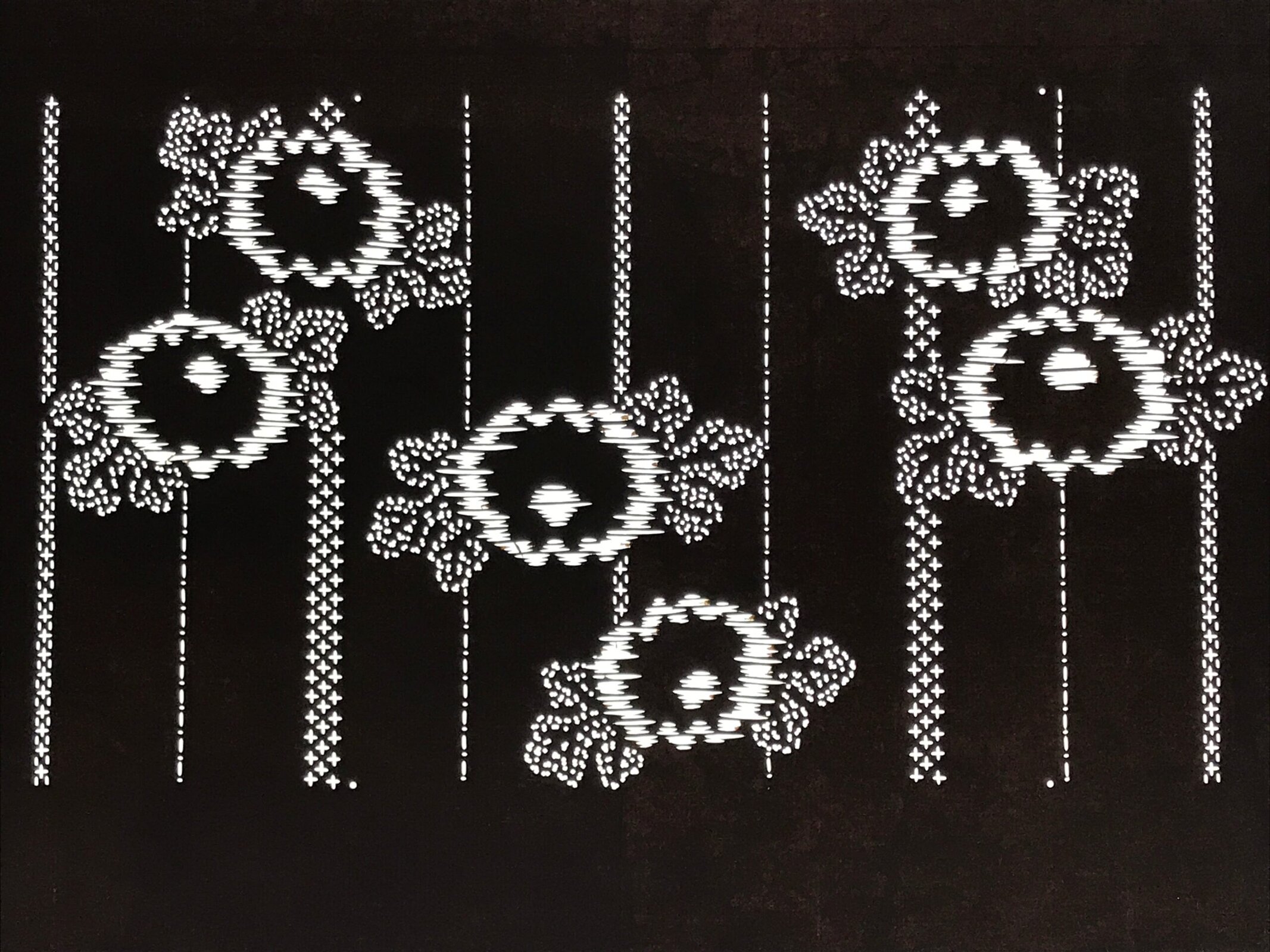 Antique Japanese Ise Katagami Paper Kimono Stencil Chrysanthemum Kiku Leaf A864