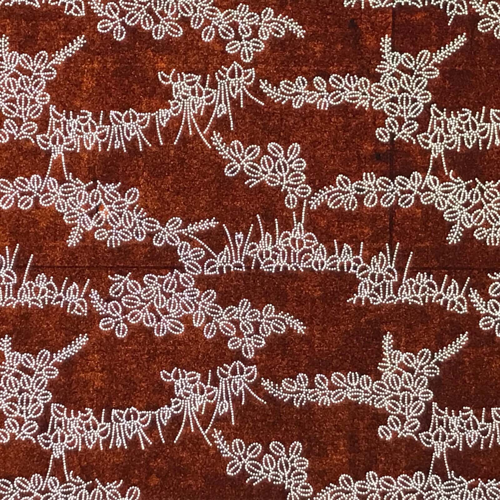 Antique Japanese Ise Katagami Paper Kimono Stencil Hagi Leaves Autumn Motif A748