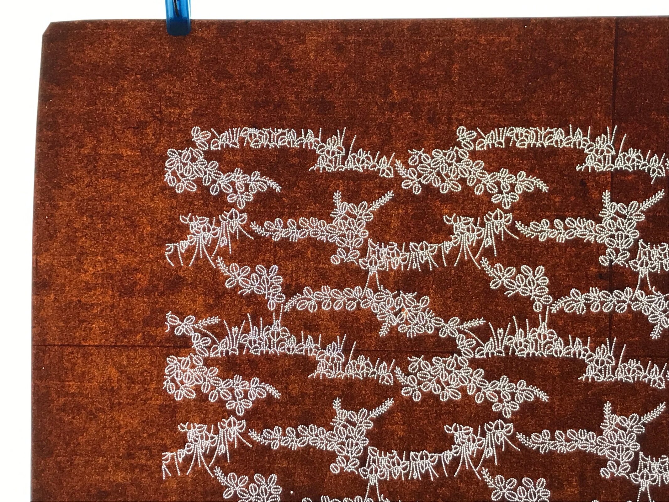 Antique Japanese Ise Katagami Paper Kimono Stencil Hagi Leaves Autumn Motif A748