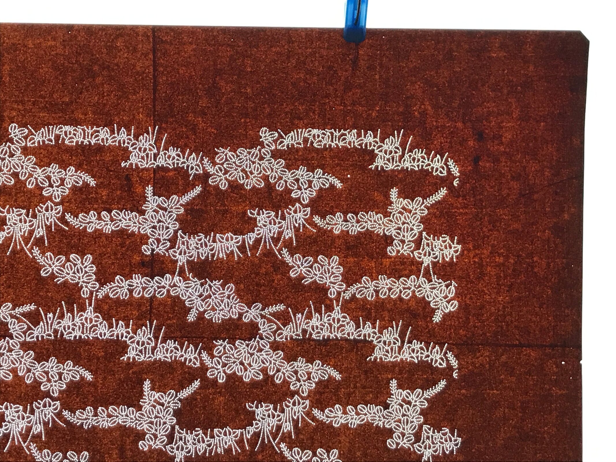 Antique Japanese Ise Katagami Paper Kimono Stencil Hagi Leaves Autumn Motif A748