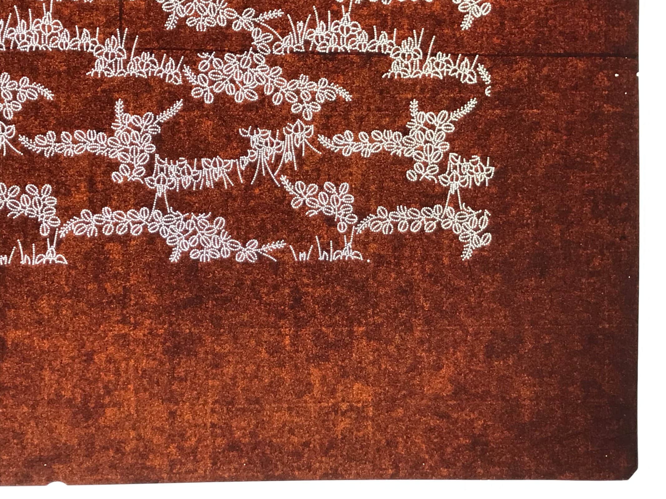 Antique Japanese Ise Katagami Paper Kimono Stencil Hagi Leaves Autumn Motif A748