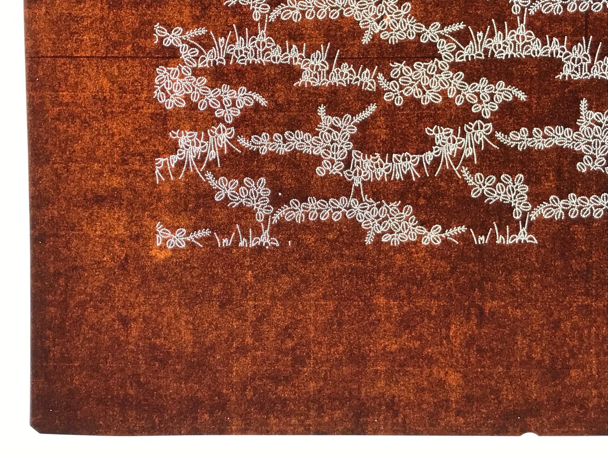 Antique Japanese Ise Katagami Paper Kimono Stencil Hagi Leaves Autumn Motif A748