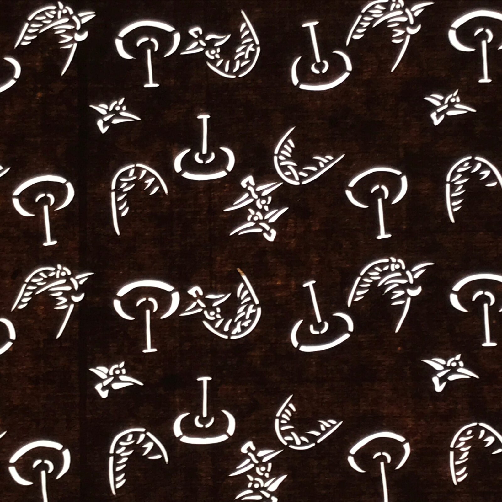 Antique Japanese Ise Katagami Paper Kimono Stencil Katazome Birds Design A849