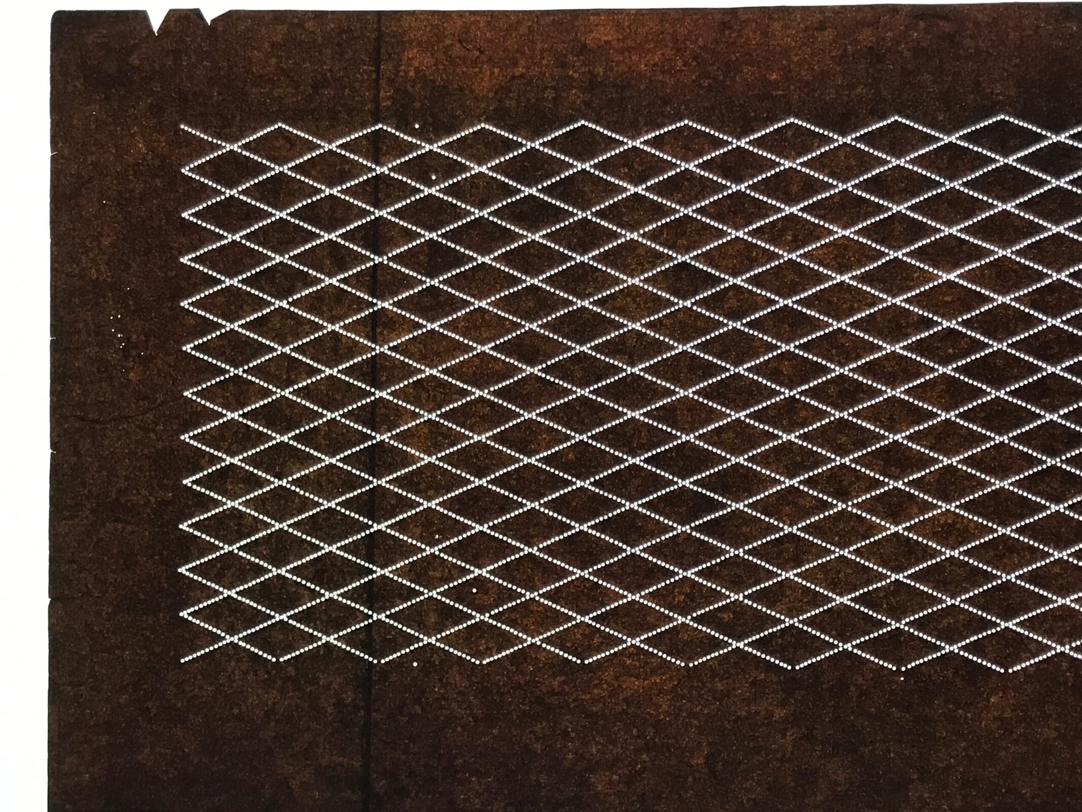 Antique Japanese Ise Katagami Paper Kimono Stencil Katazome Diamond Grid A868