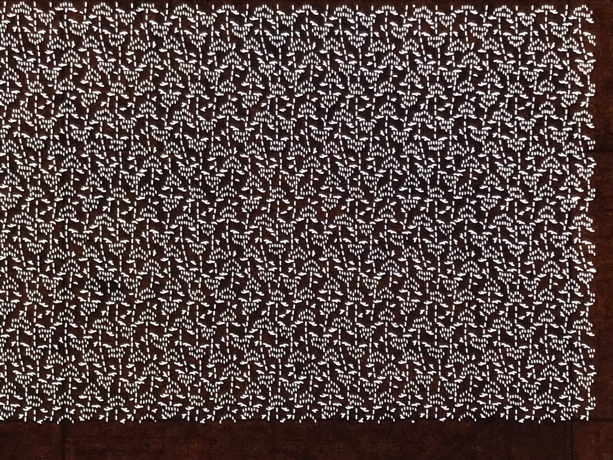 Antique Japanese Ise Katagami Paper Kimono Stencil Katazome Floral Leaf A874