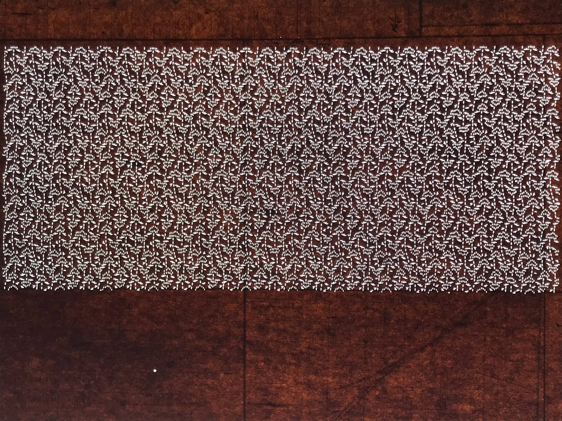 Antique Japanese Ise Katagami Paper Kimono Stencil Katazome Floral Leaf A874