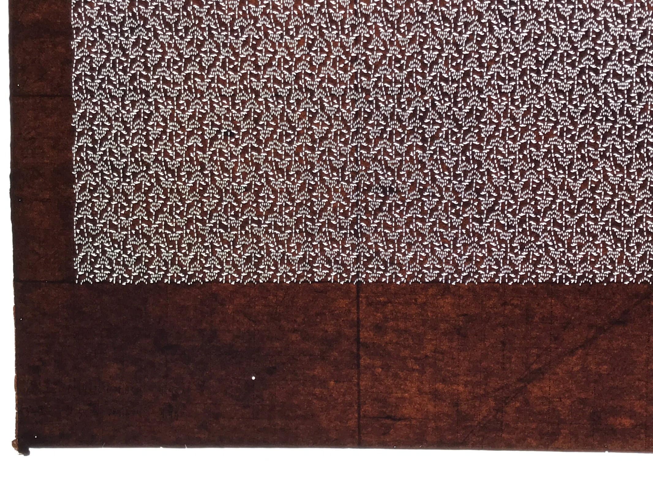 Antique Japanese Ise Katagami Paper Kimono Stencil Katazome Floral Leaf A874