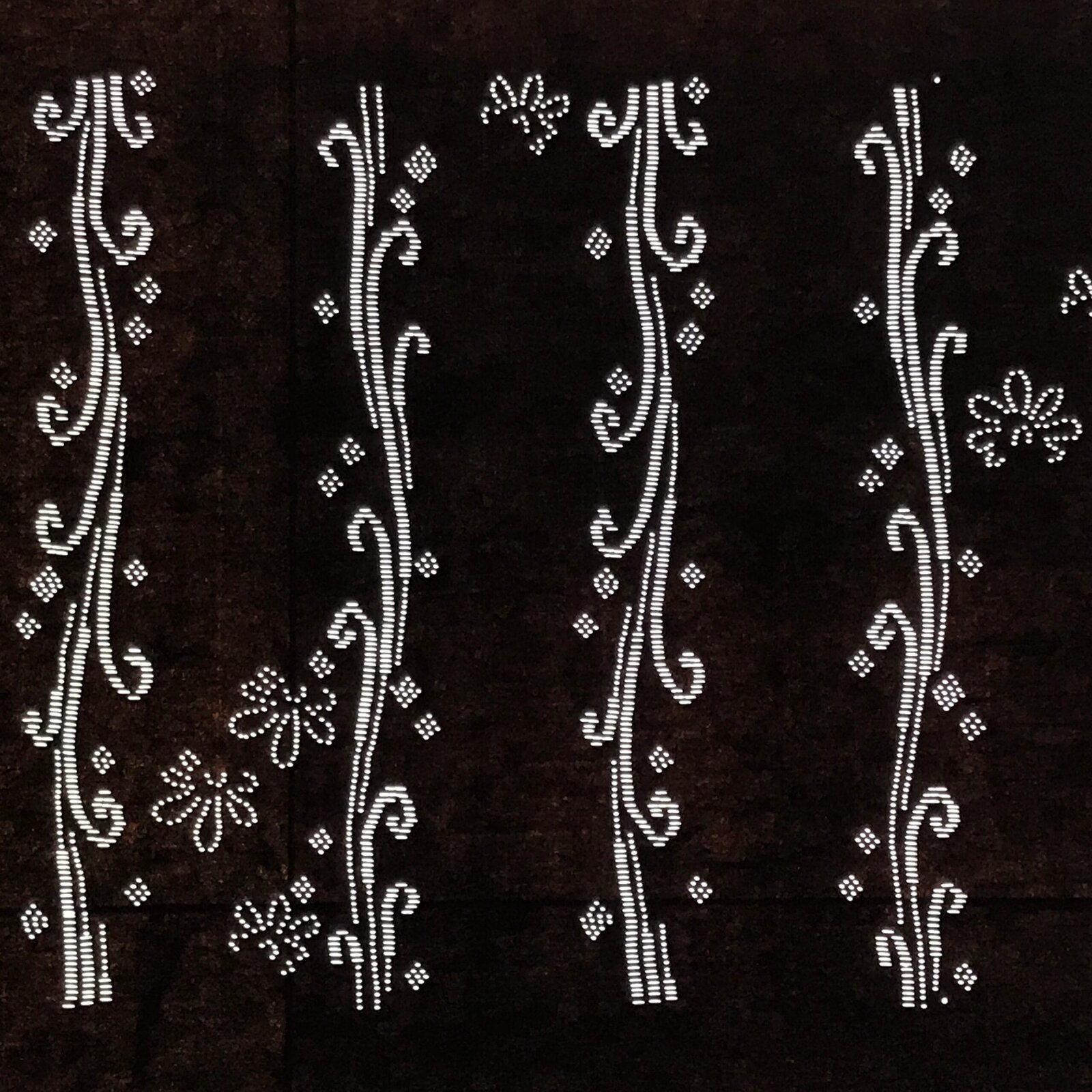 Antique Japanese Ise Katagami Paper Kimono Stencil Katazome Floral Leaves A865